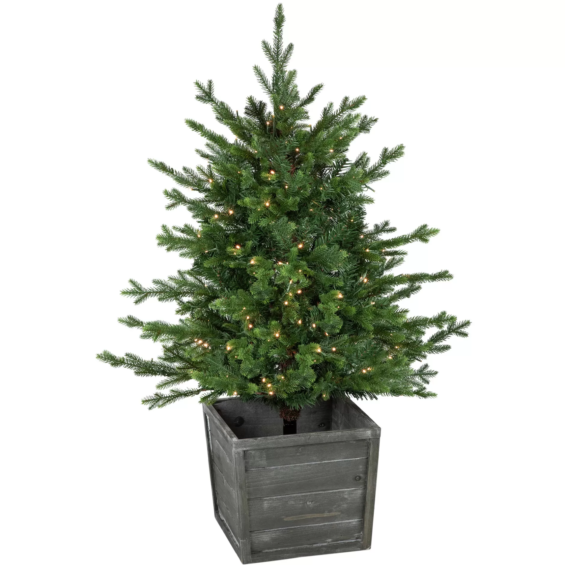 Best 4' Pre-Lit Potted Deluxe Russian Pine Artificial Christmas Tree, Warm White Led Lights Potted