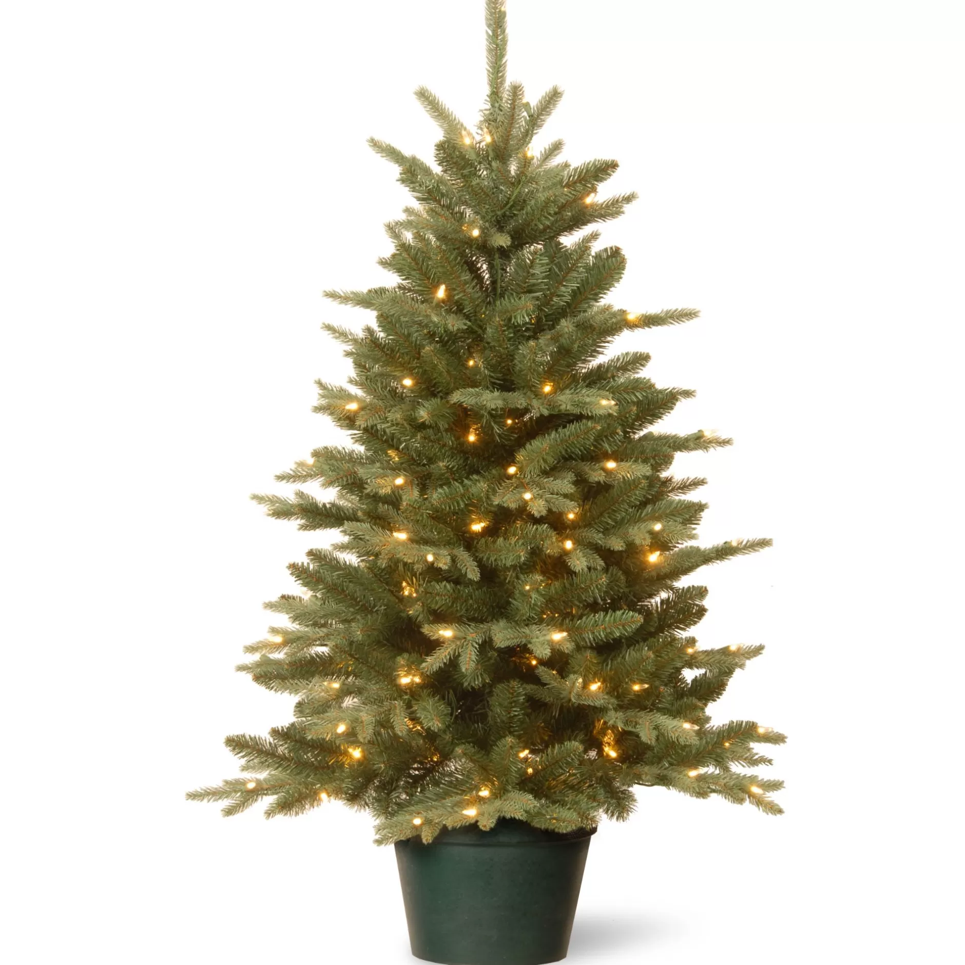 Best 3' Pre-Lit Potted Evergreen Artificial Christmas Tree, Clear Lights Pre-Lit