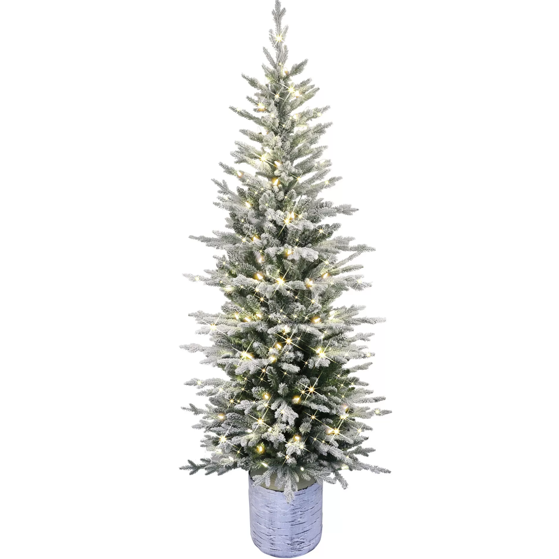 Clearance 6' Pre-Lit Potted Flocked Arctic Fir Christmas Tree With Warm White Led Lights Pre-Lit