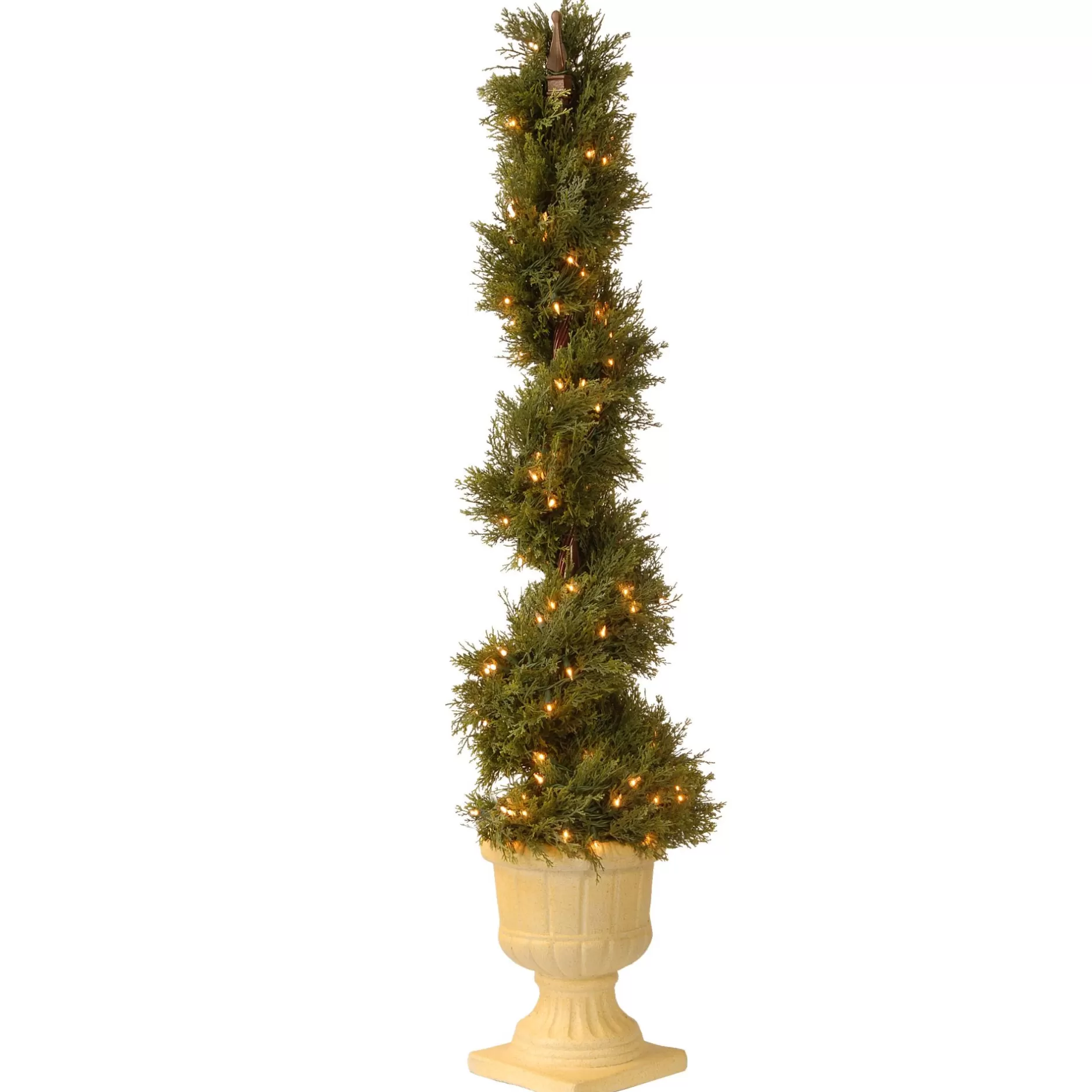 Flash Sale 4.5' Pre-Lit Potted Juniper Spiral Slim Artificial Christmas Tree - Clear Lights Potted