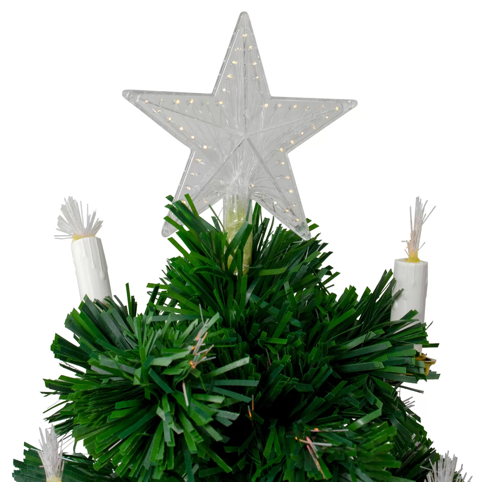 Sale 3' Pre-Lit Potted Medium Artificial Christmas Tree With Candles - Multi Color Lights Fiber Optic