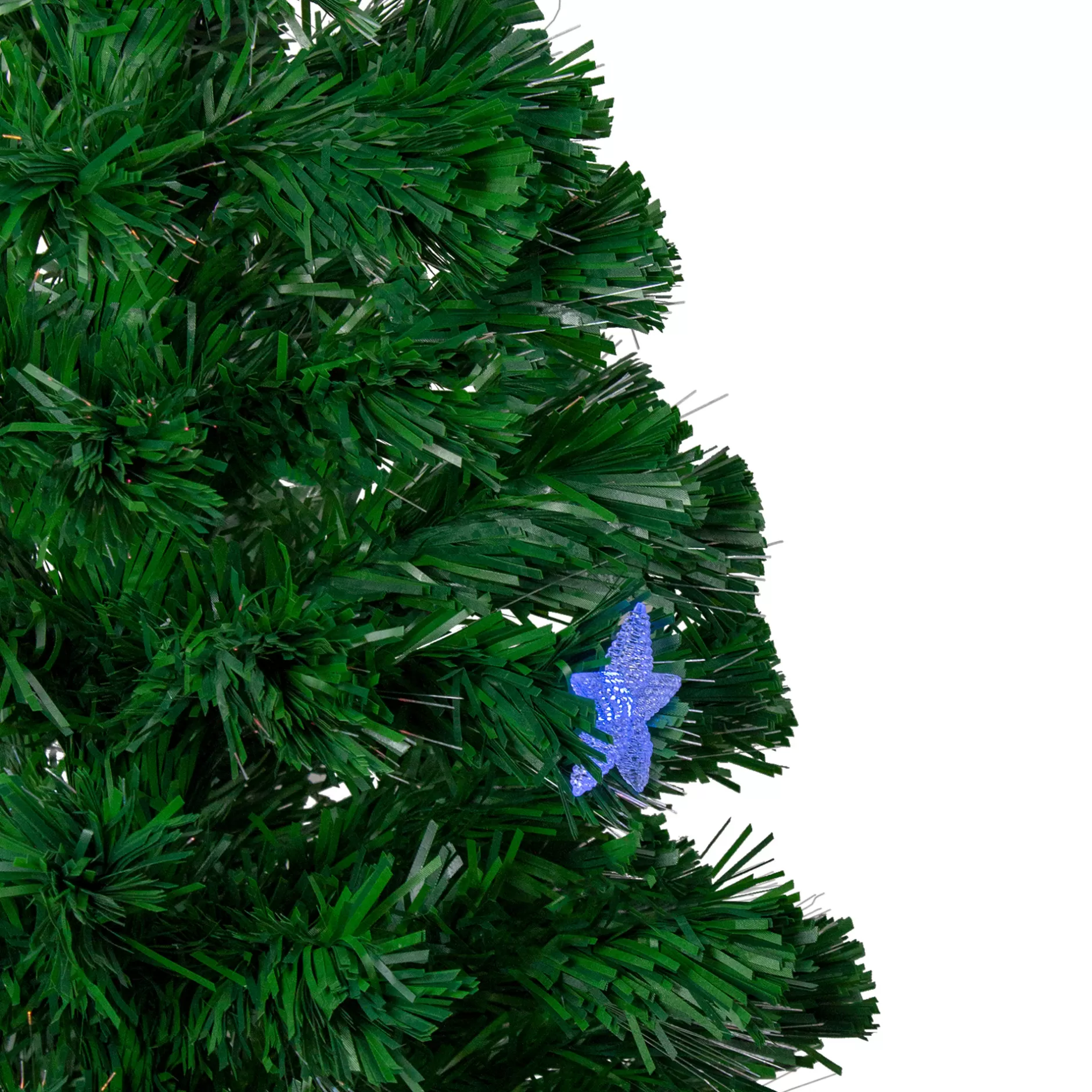 Best 4' Pre-Lit Potted Medium Pine Color Changing Star Artificial Christmas Tree - Multi-Color Fiber Optic Led Lights Fiber Optic