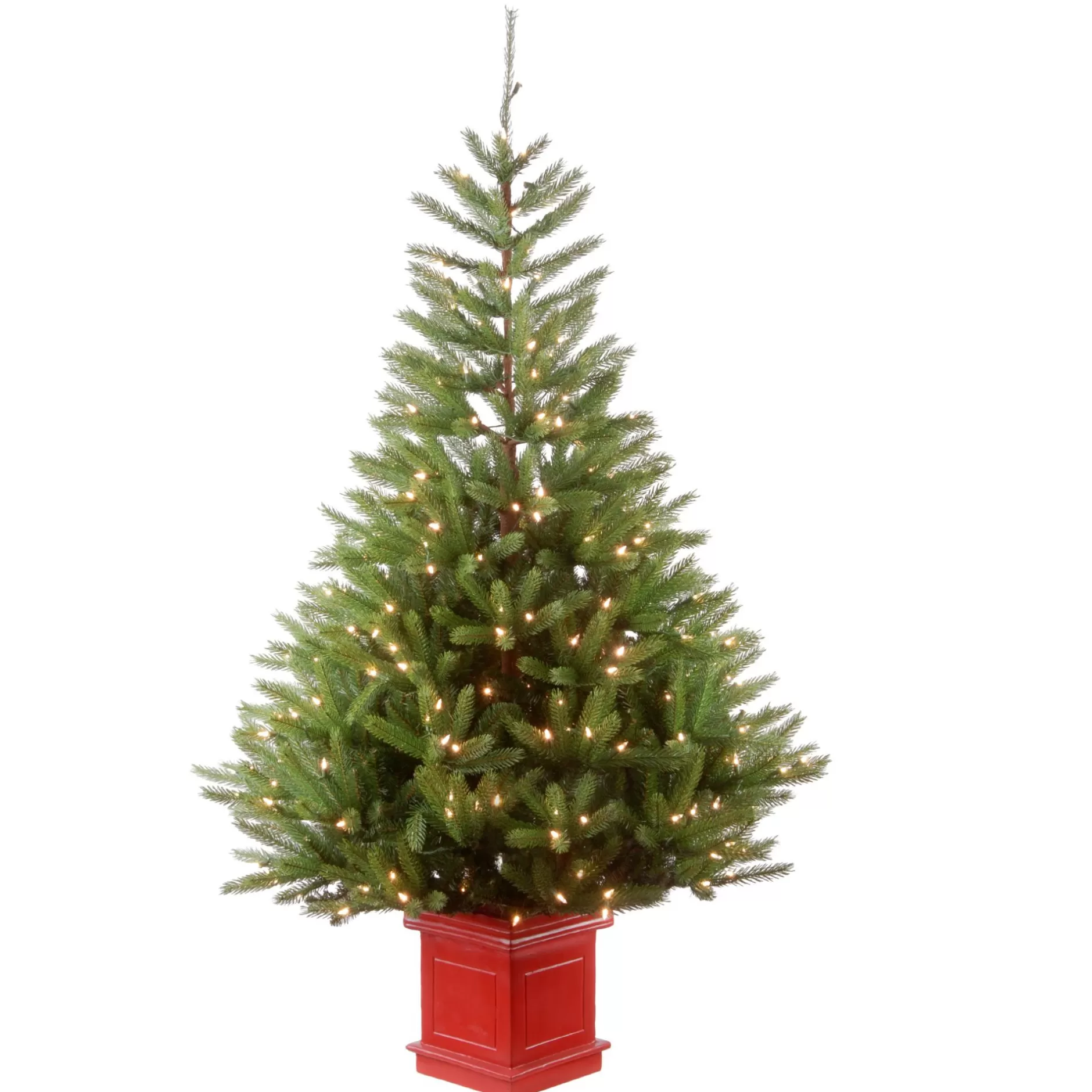 Clearance 5' Pre-Lit Potted Topeka Spruce Entrance Artificial Christmas Tree, Clear Lights Pre-Lit