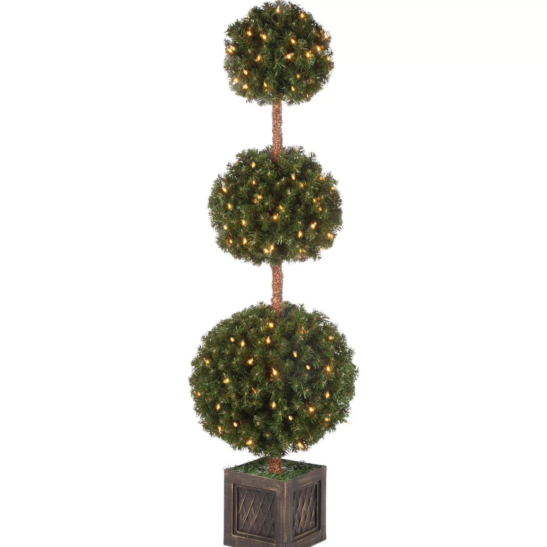 Flash Sale 5' Pre-Lit Potted Triple Ball Artificial Christmas Tree - Clear Lights Potted