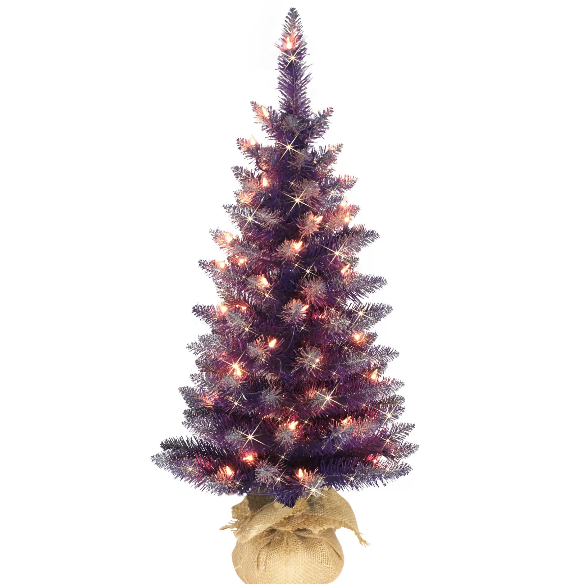 Discount 3' Pre-Lit Purple Artificial Christmas Tree With Clear Lights Pre-Lit