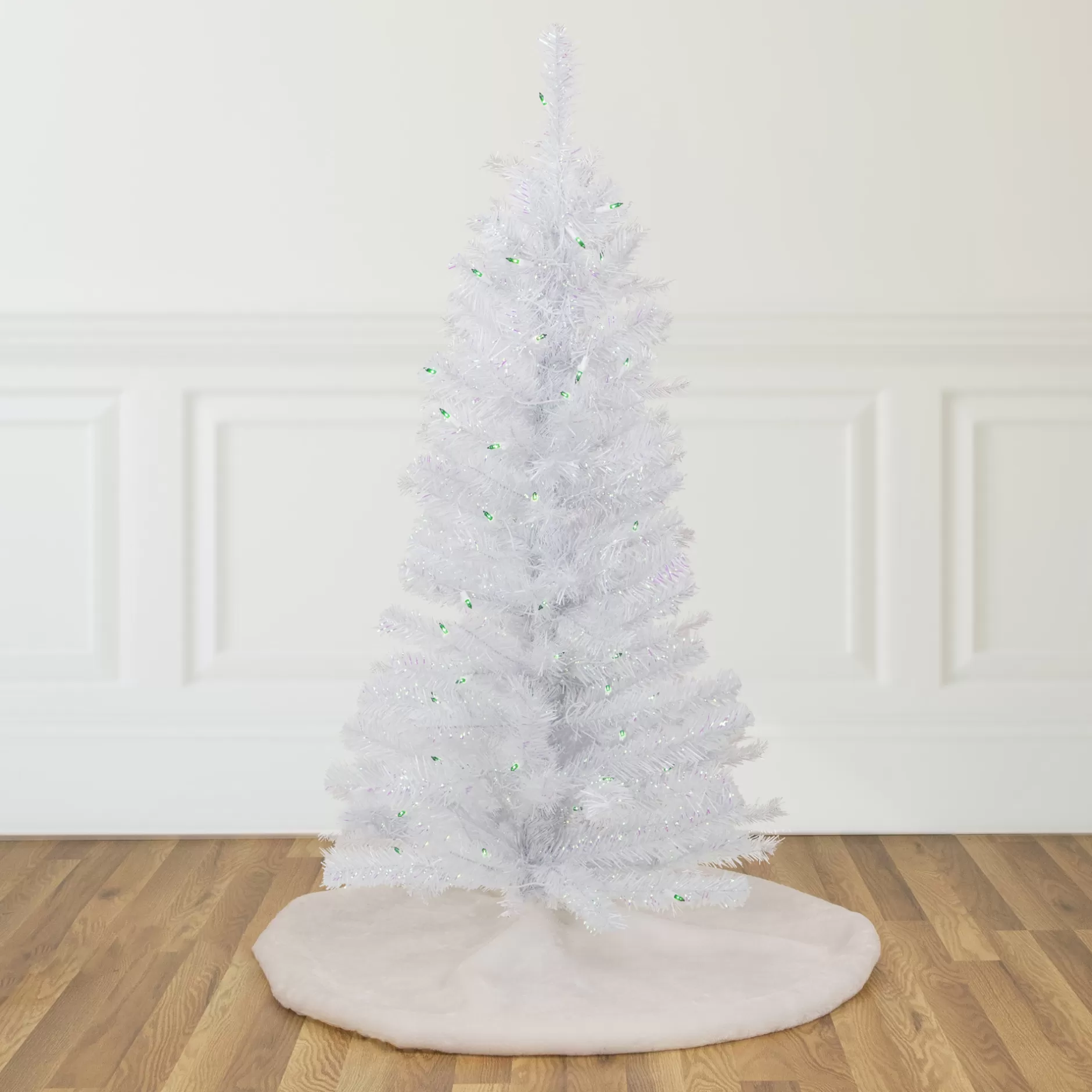 Best 4' Pre-Lit Rockport White Pine Artificial Christmas Tree, Green Lights Colorful