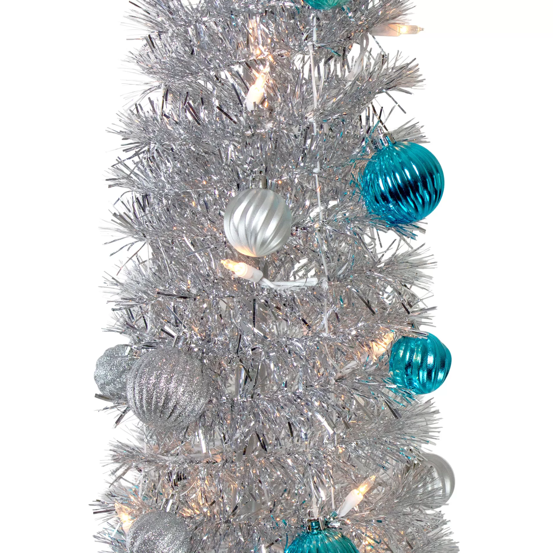 Clearance 6' Pre-Lit Silver And Blue Pre-Decorated Pop-Up Artificial Christmas Tree Pop Up