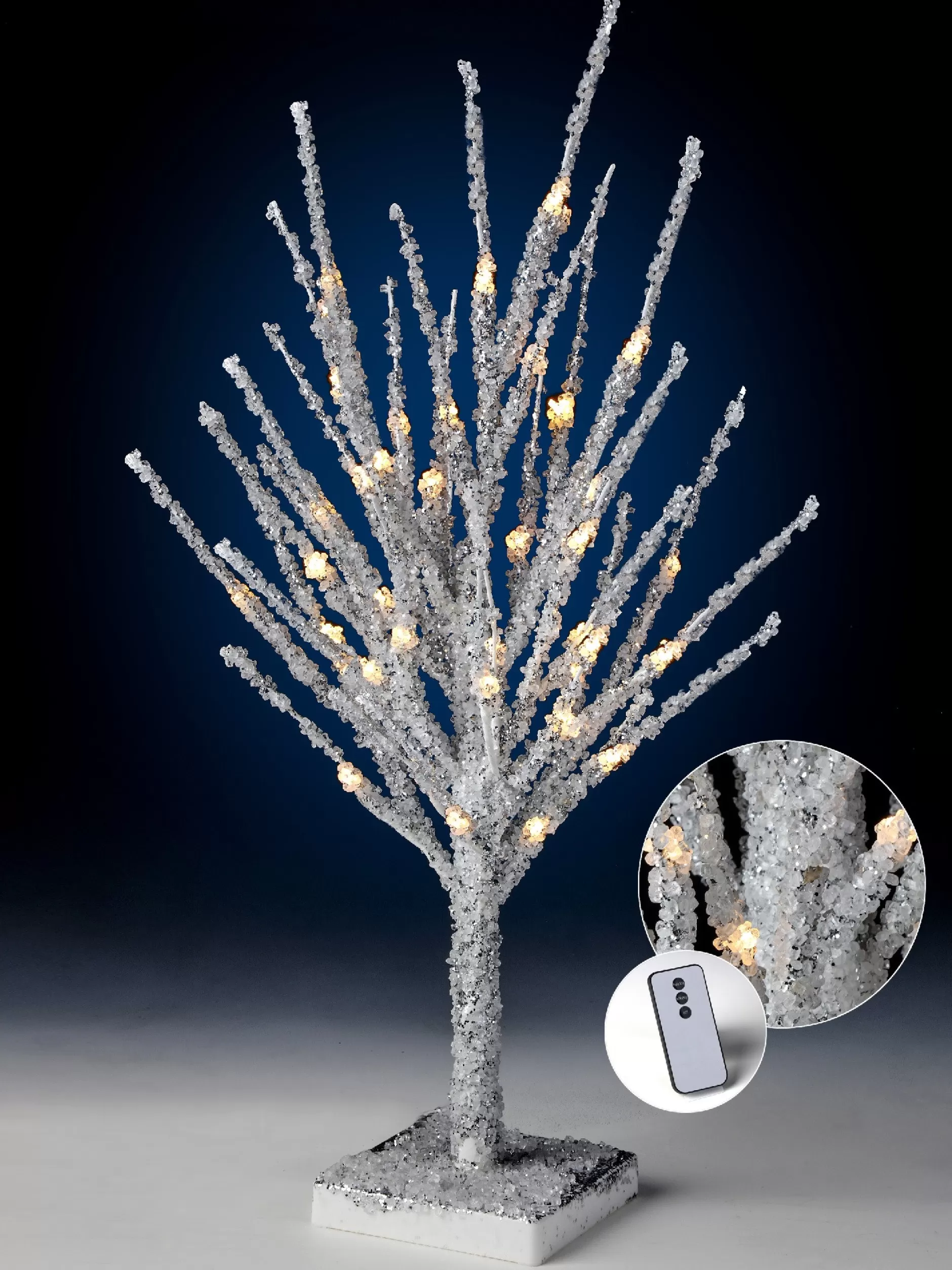 Best 2' Pre-Lit Silver Artificial Christmas Tree, Warm White Led Lights Pre-Lit