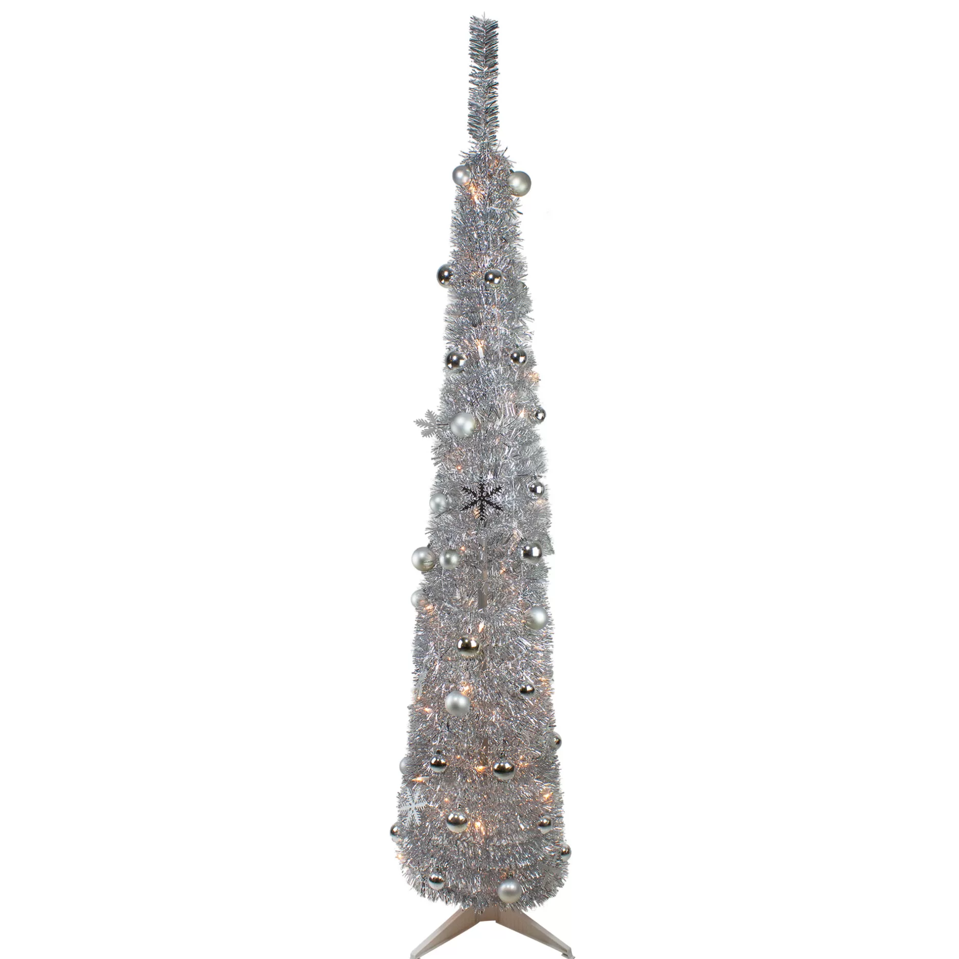 Best 6' Pre-Lit Silver Pre-Decorated Pop-Up Artificial Christmas Tree Pop Up
