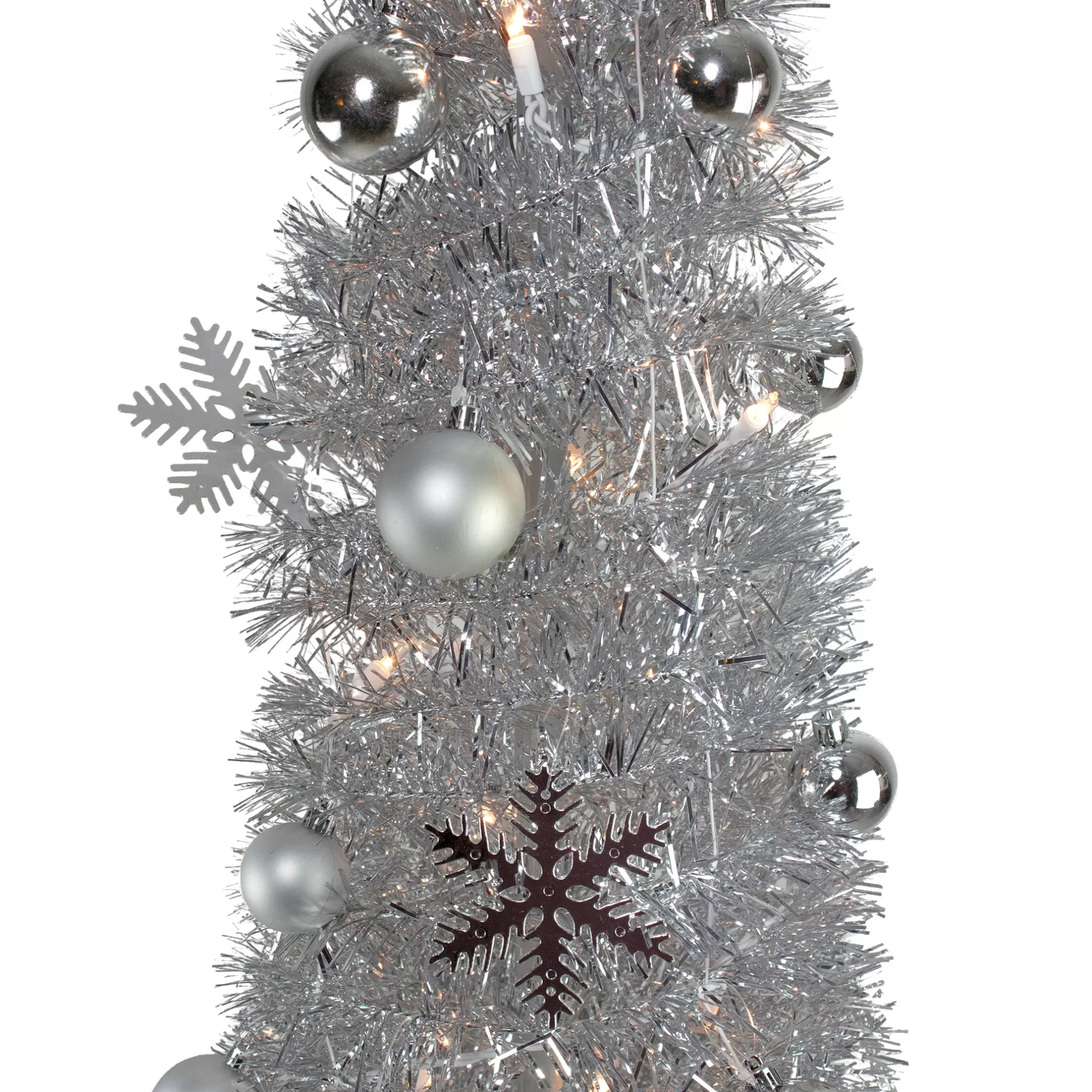 Best 6' Pre-Lit Silver Pre-Decorated Pop-Up Artificial Christmas Tree Pop Up