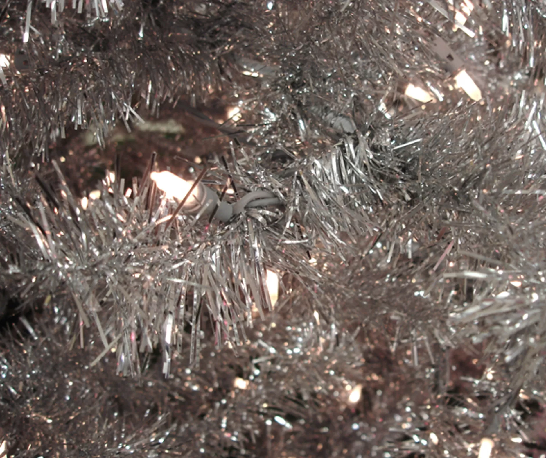 Best 6.5' Pre-Lit Silver Tinsel Noble Pine Slim Artificial Christmas Tree - Clear Lights Pre-Lit