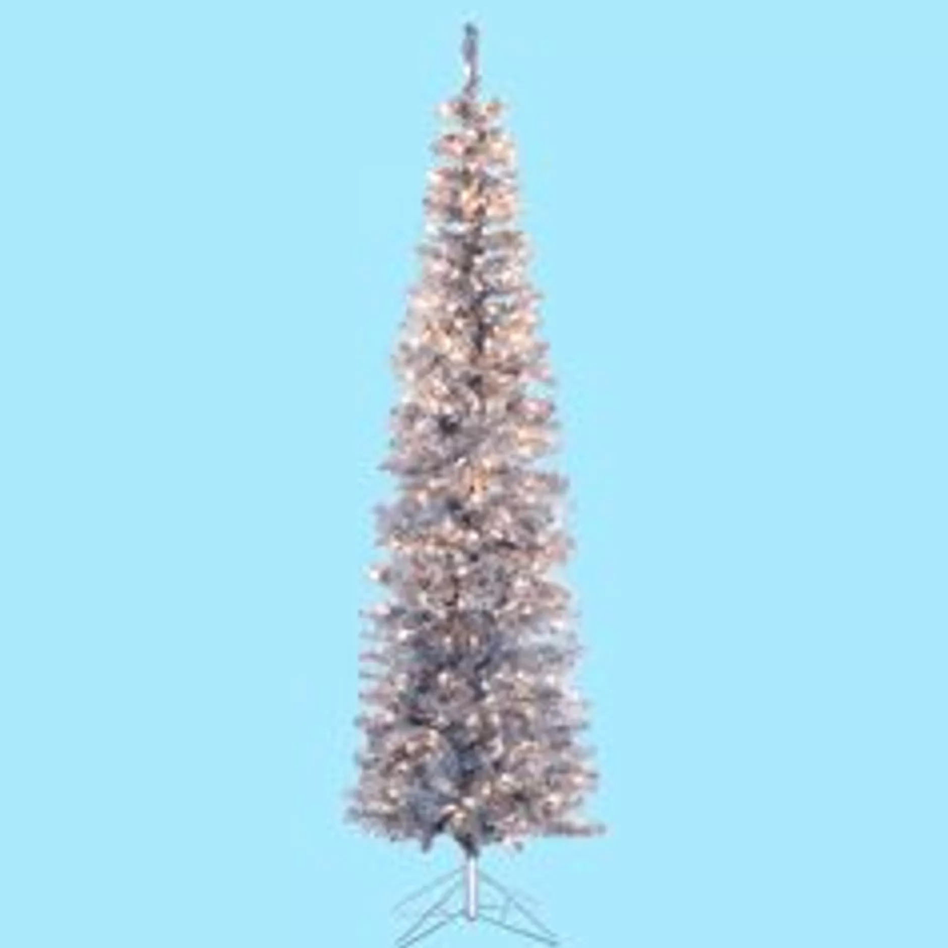 Discount 7' Pre-Lit Silver Tinsel Winchester Slim Artificial Christmas Tree - Warm Clear Lights Pre-Lit