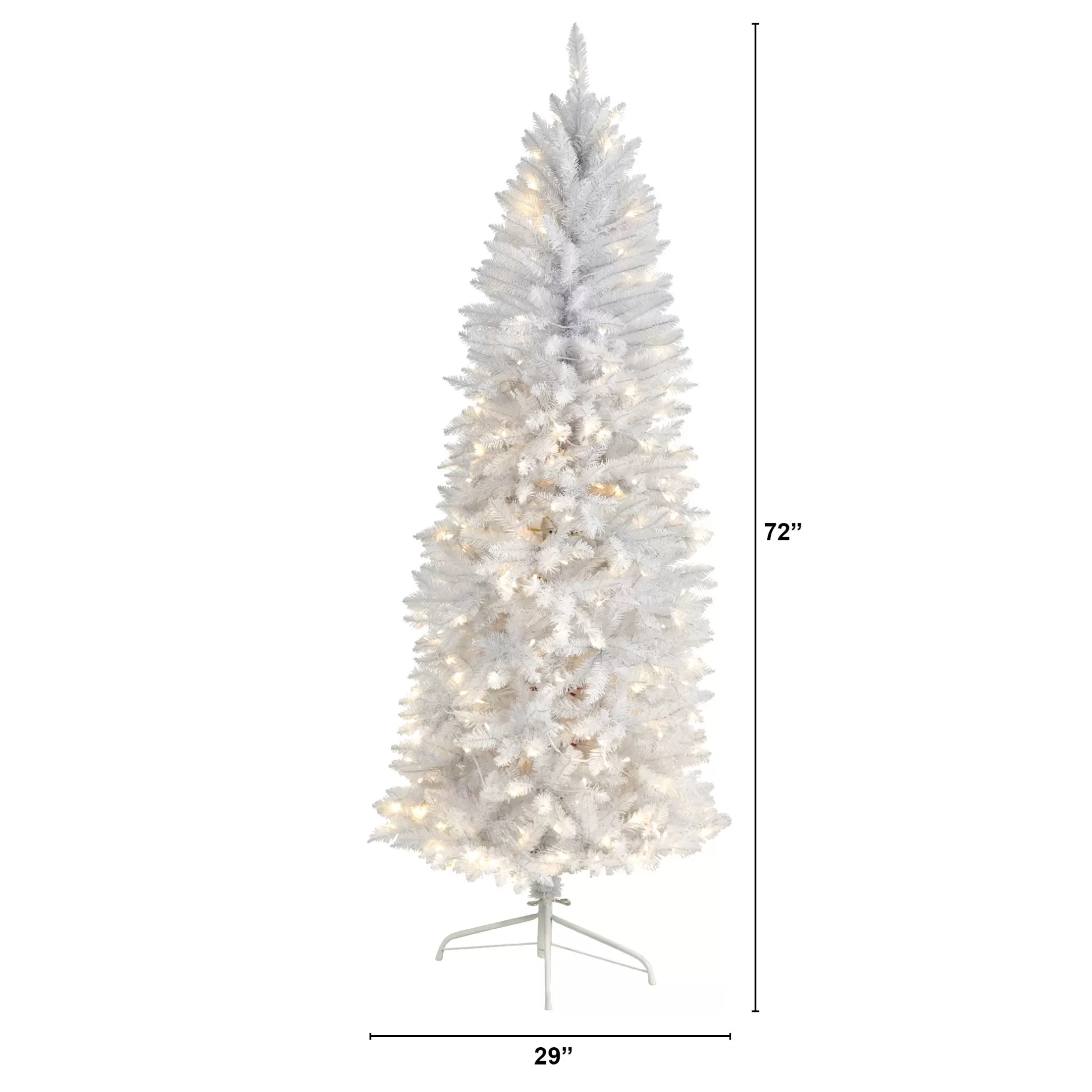 Fashion 6' Pre-Lit Slim Artificial White Christmas Tree, Clear Led Lights Pre-Lit