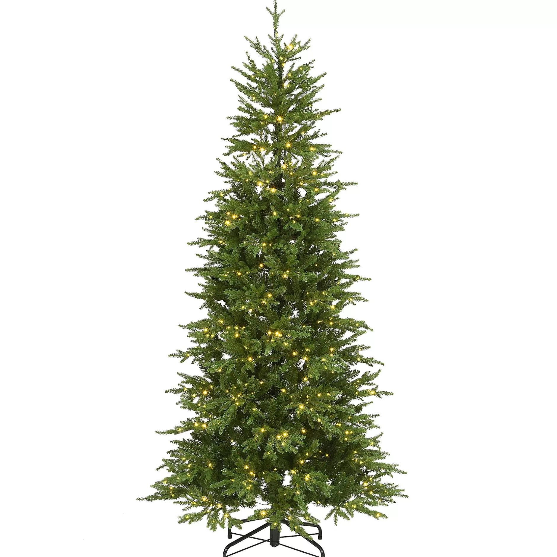 Fashion 7.5' Pre-Lit Slim Bedminster Spruce Artificial Christmas Tree – Multicolor Led Lights Pre-Lit