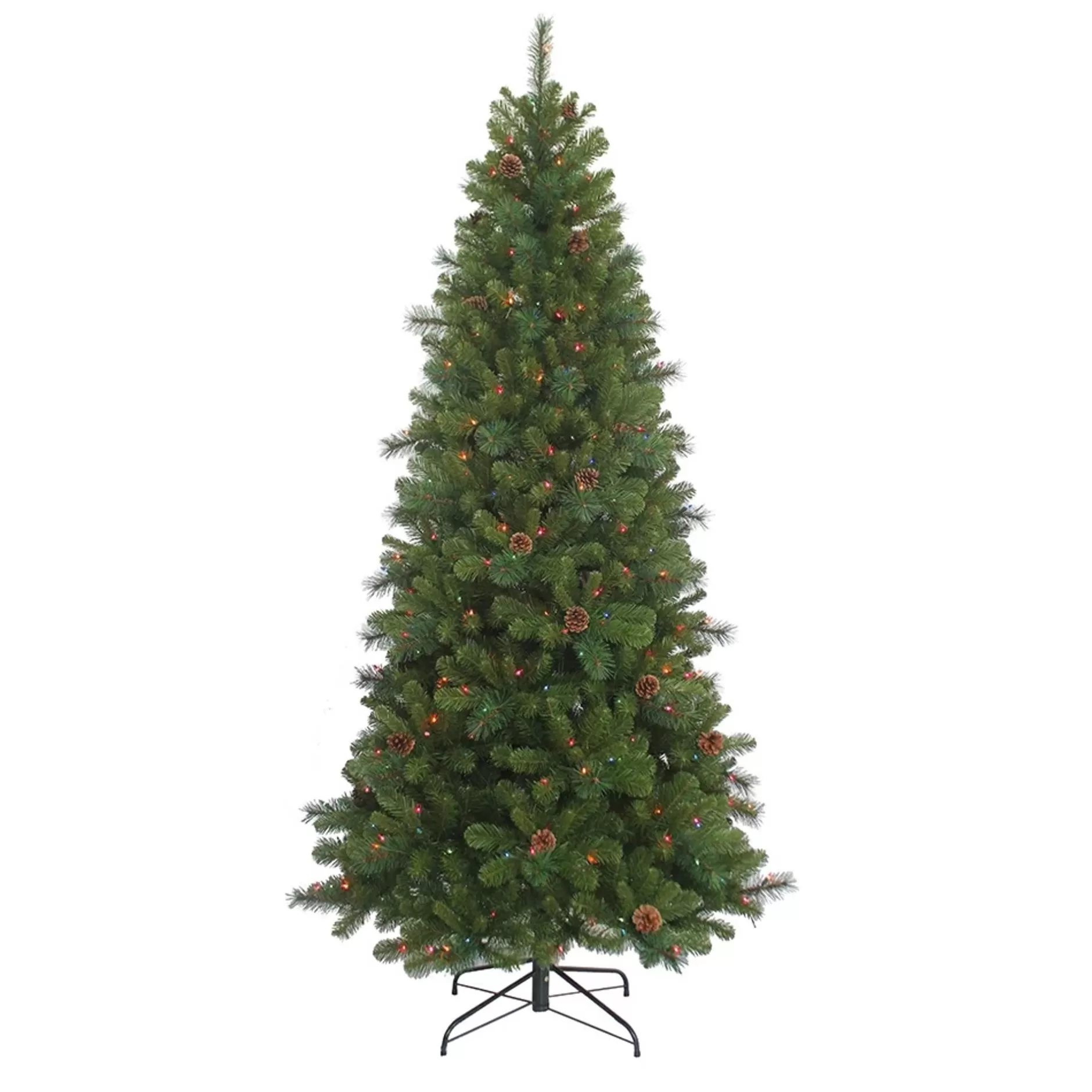 Outlet 7.5' Pre-Lit Slim Burlington Spruce Artificial Christmas Tree, Multicolor Lights Colorful