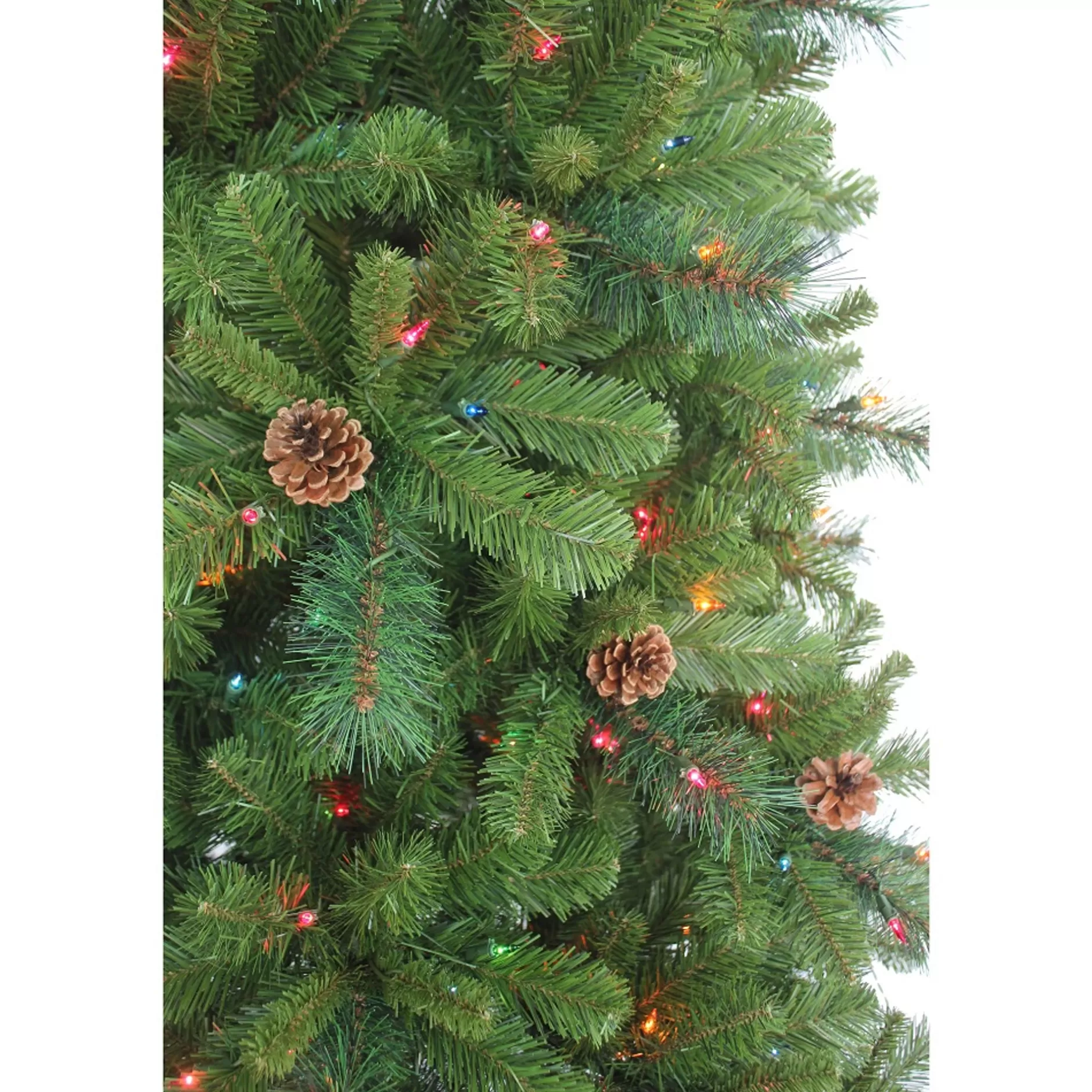 Outlet 7.5' Pre-Lit Slim Burlington Spruce Artificial Christmas Tree, Multicolor Lights Colorful