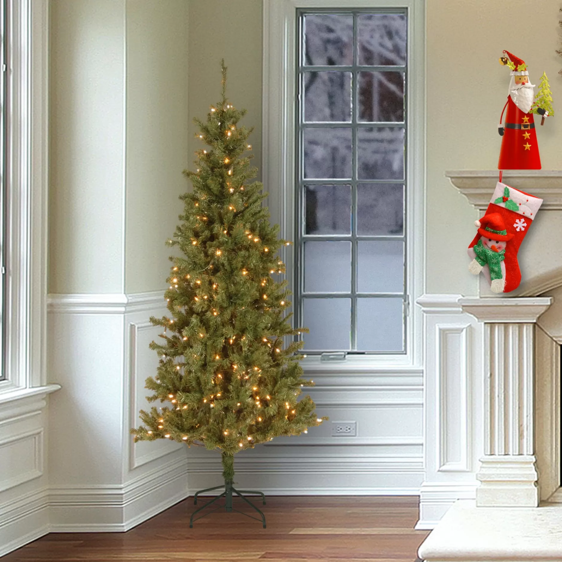 Discount 6.5' Pre-Lit Slim Canadian Grande Fir Artificial Christmas Tree - Clear Led Lights Pre-Lit