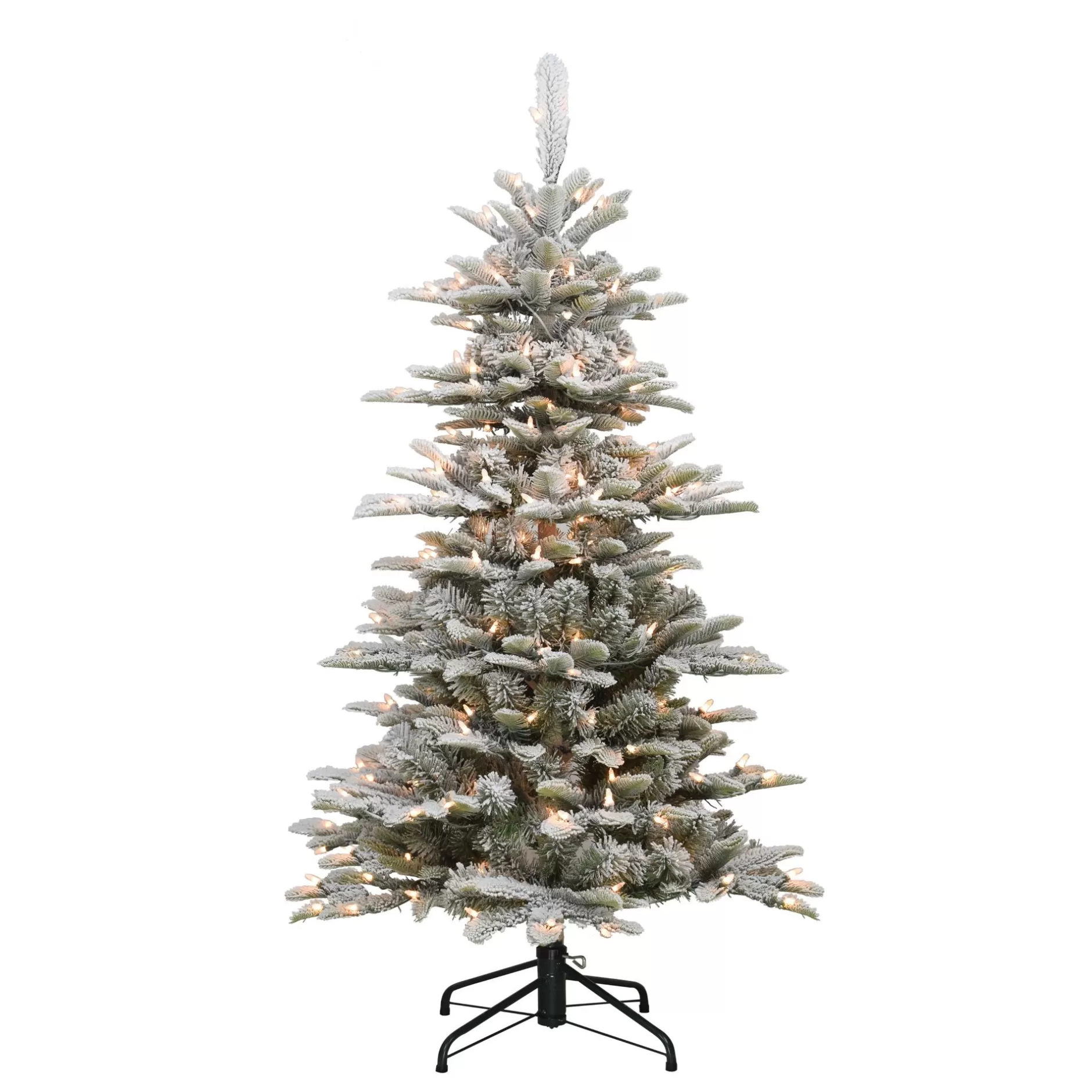 Outlet 4.5' Pre-Lit Slim Flocked Aspen Fir Artificial Christmas Tree, Clear Lights Flocked