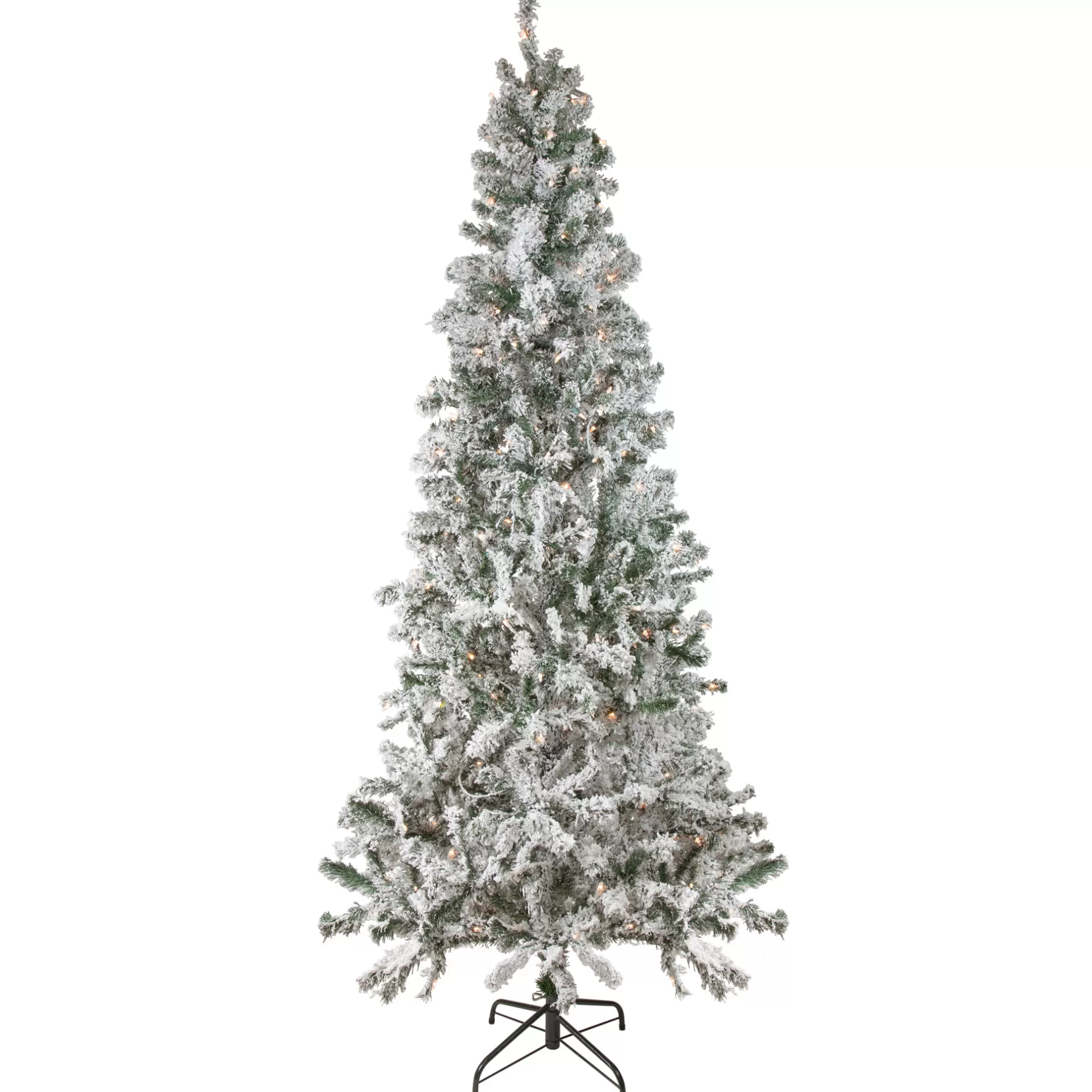 Outlet 6' Pre-Lit Slim Flocked Pine Artificial Christmas Tree, Clear Lights Flocked