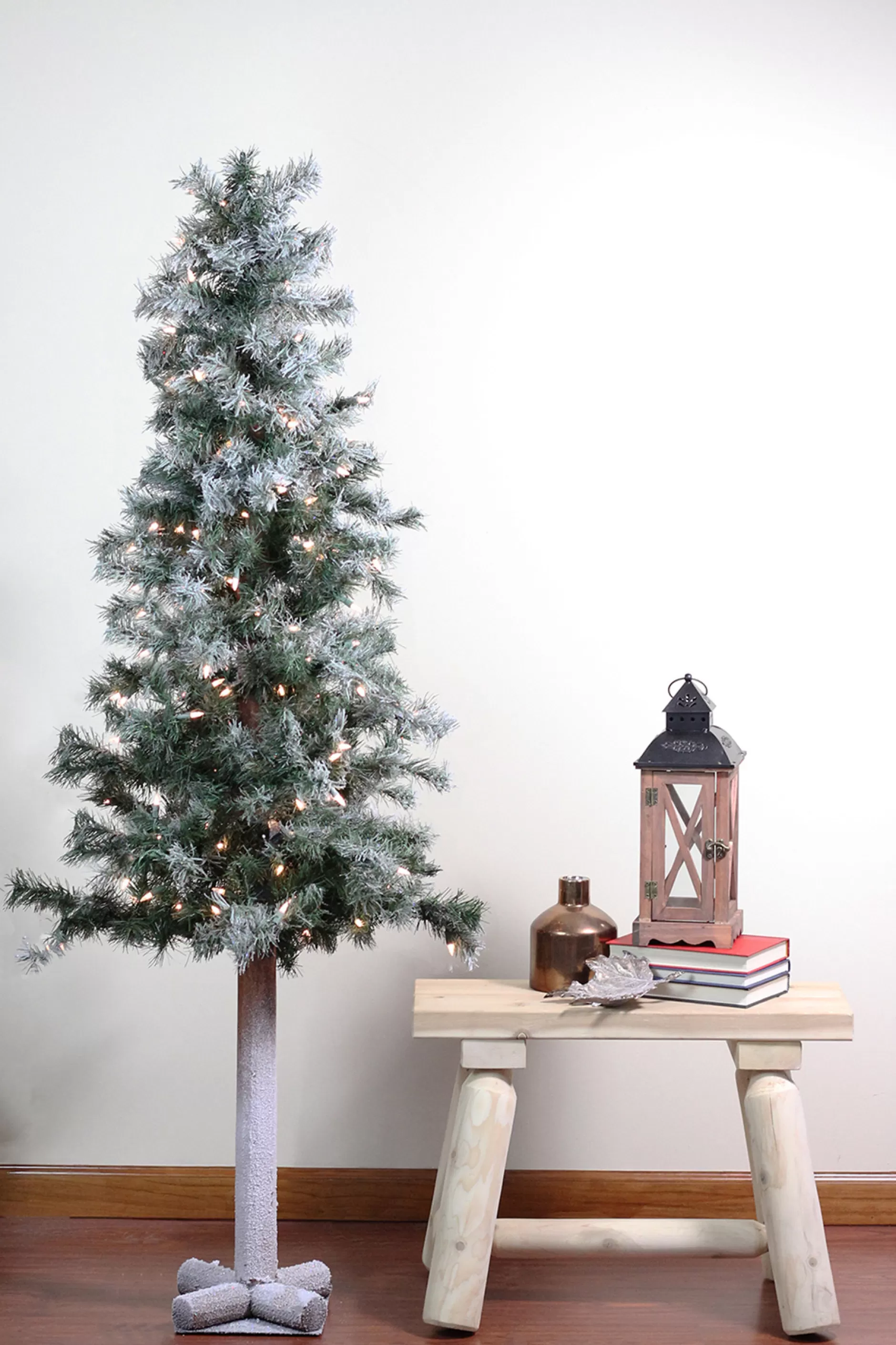 Best 5' Pre-Lit Slim Frosted And Glittered Woodland Alpine Artificial Christmas Tree - Clear Lights - 31733901 Pre-Lit