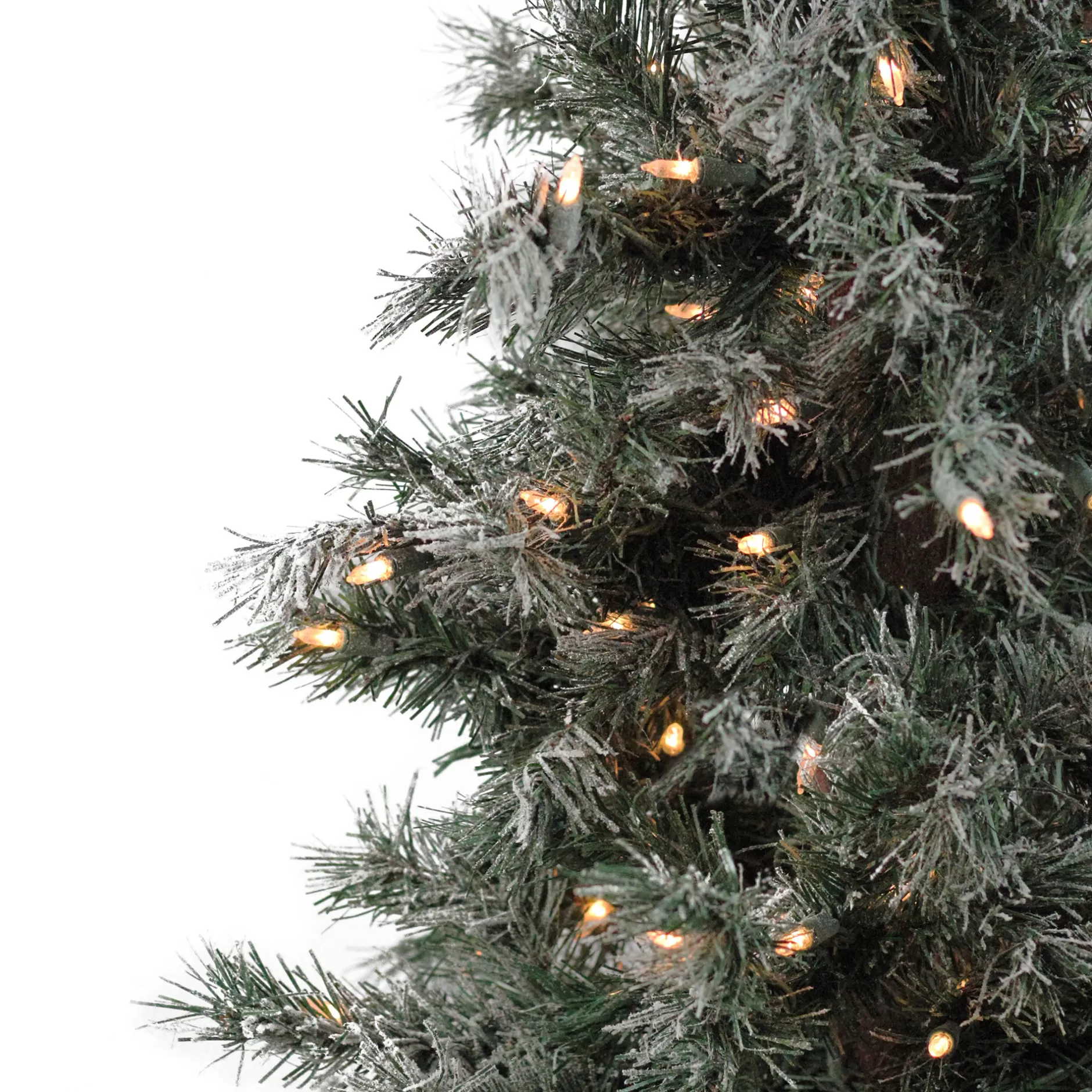 New 4' Pre-Lit Slim Frosted And Glittered Woodland Alpine Christmas Tree - Clear Lights Flocked