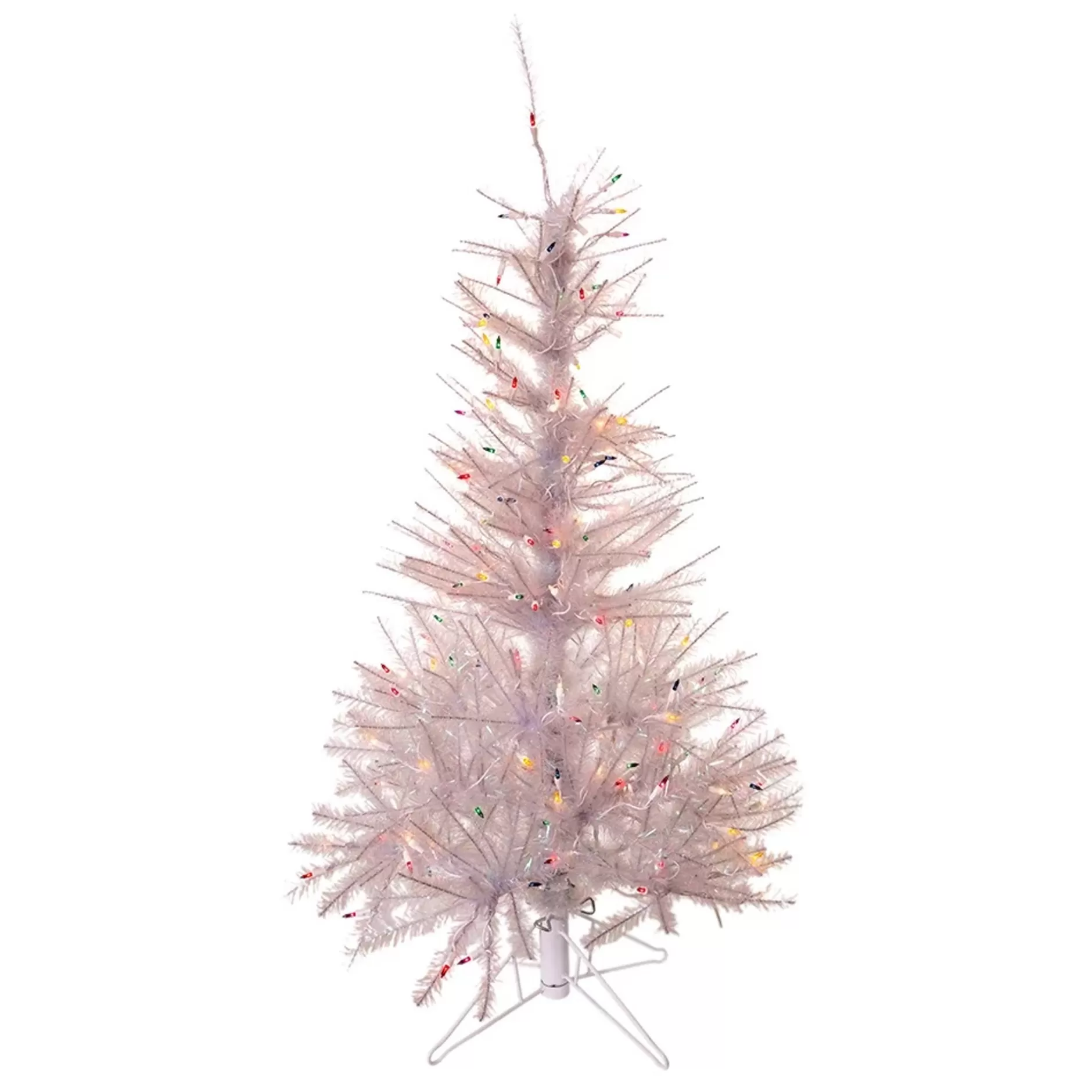 Online 4.5' Pre-Lit Slim Glisten Pine Artificial Christmas Tree, Multicolor Lights Pre-Lit