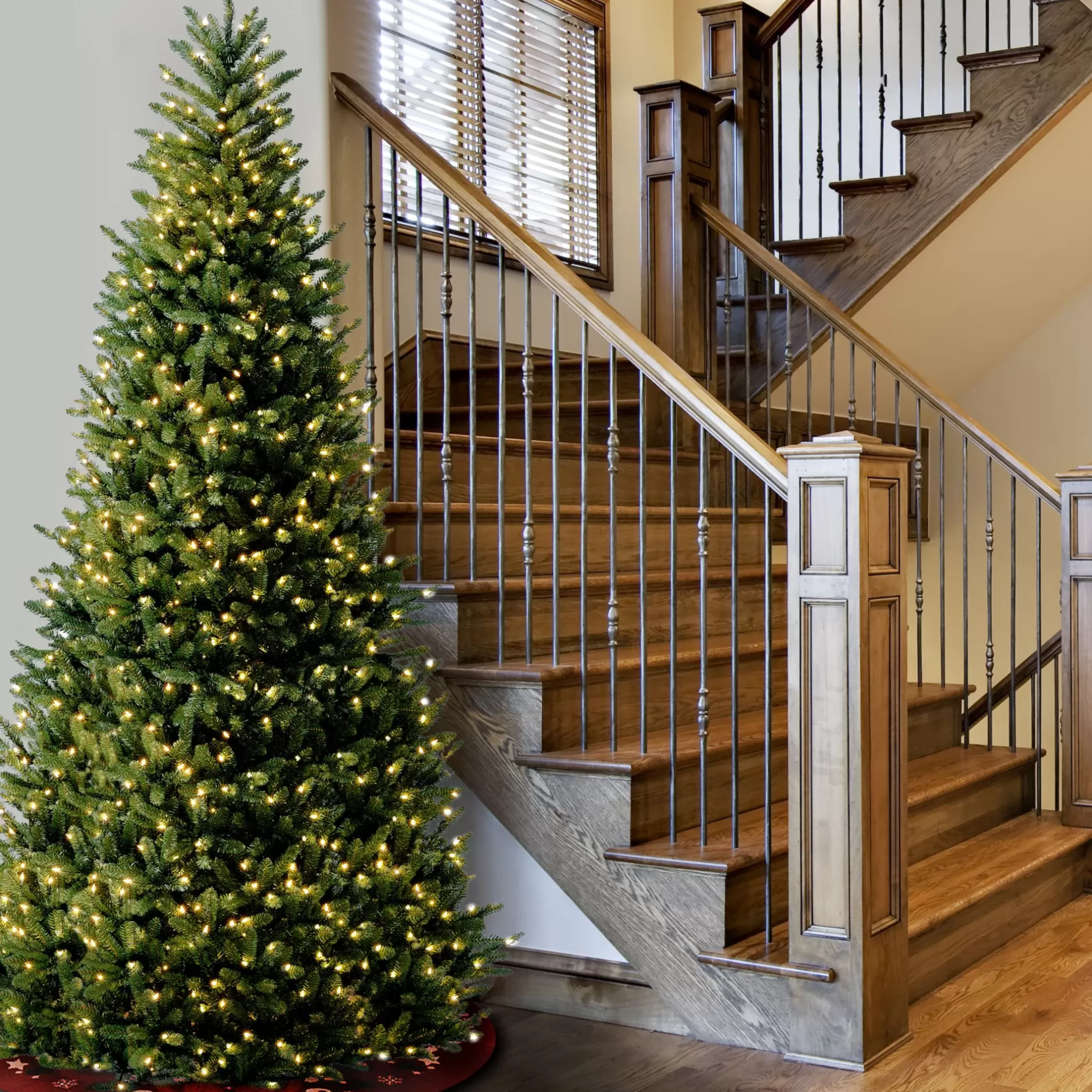 Best 10' Pre-Lit Slim Natural Fraser Fir Artificial Christmas Tree, Clear Lights Pre-Lit