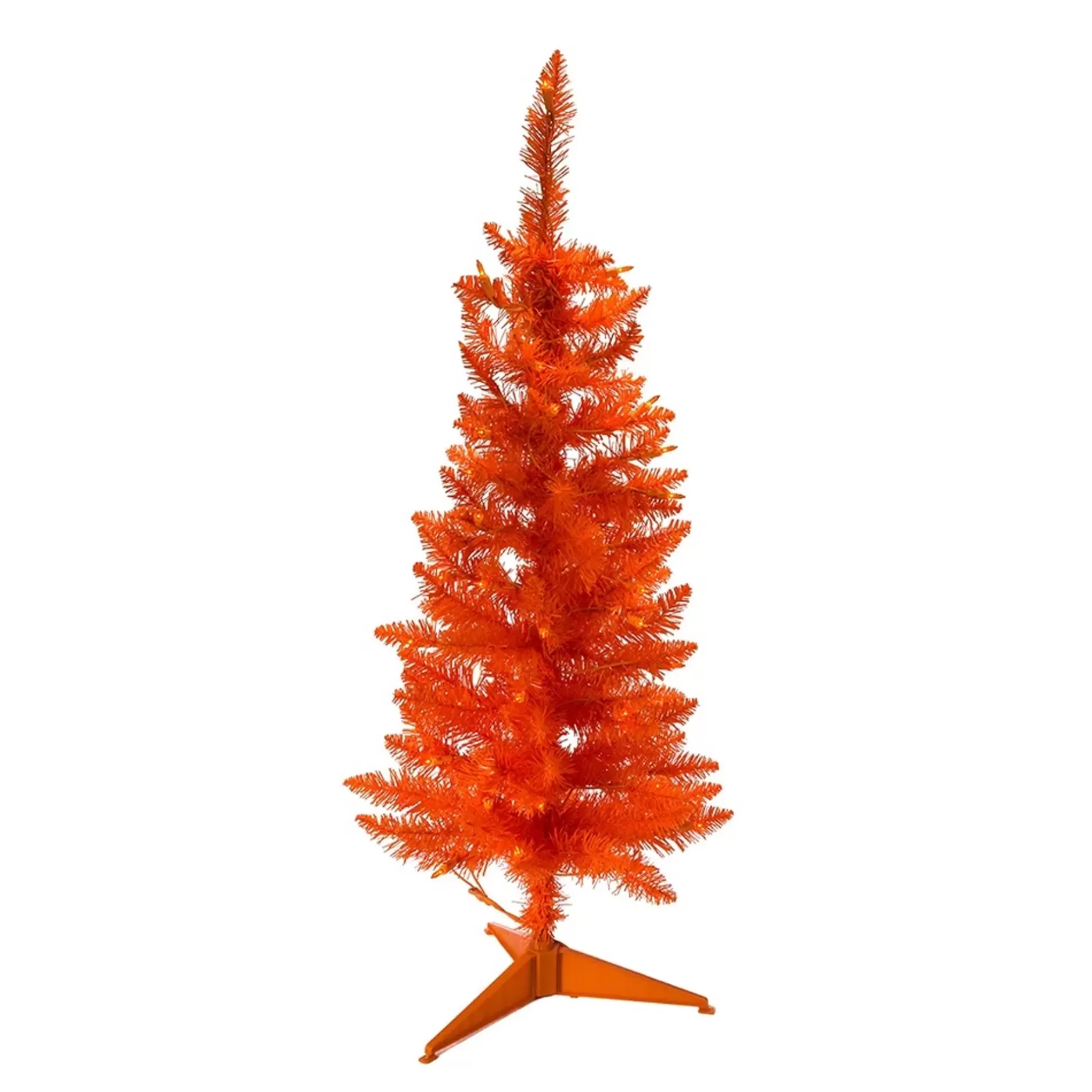 Hot 3' Pre-Lit Slim Orange Artificial Christmas Tree, Incandescent Lights Pre-Lit