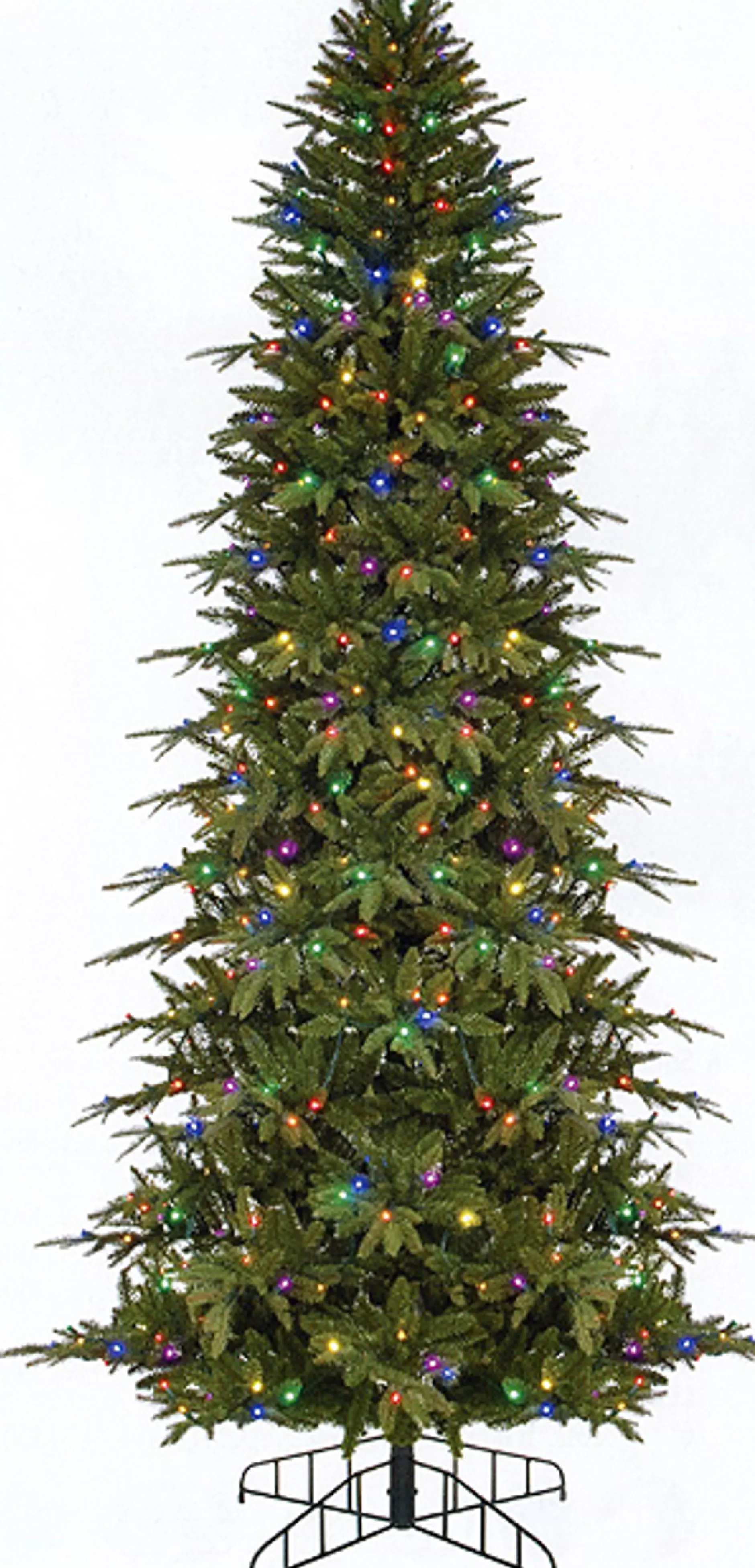 Shop 9' Pre-Lit Slim Palisade Artificial Christmas Tree - Multi-Color Led Lights Flocked