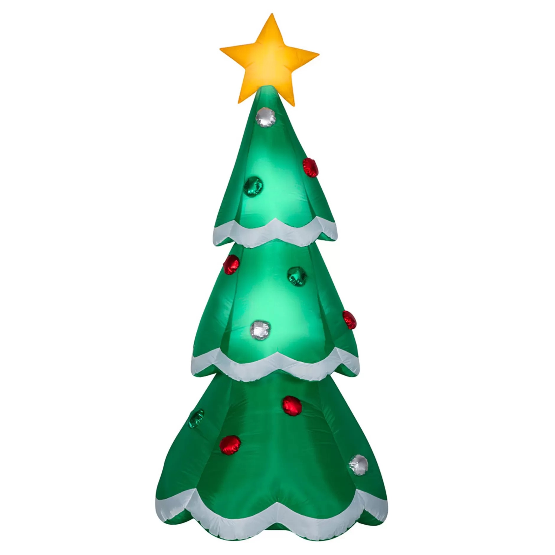 New 7' Pre-Lit Slim Pine Inflatable Artificial Christmas Tree – Warm Clear Led Lights Pre-Lit