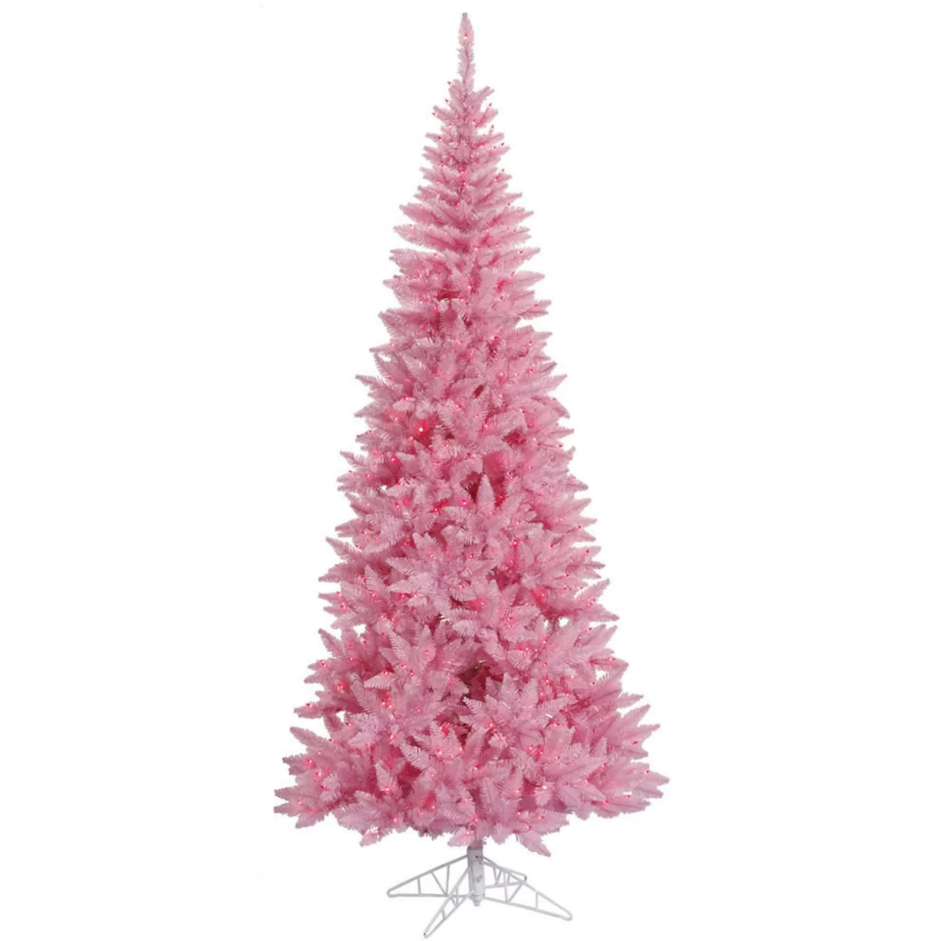 Best 14' Pre-Lit Slim Pink Ashley Spruce Artificial Christmas Tree - Clear And Pink Lights Pre-Lit