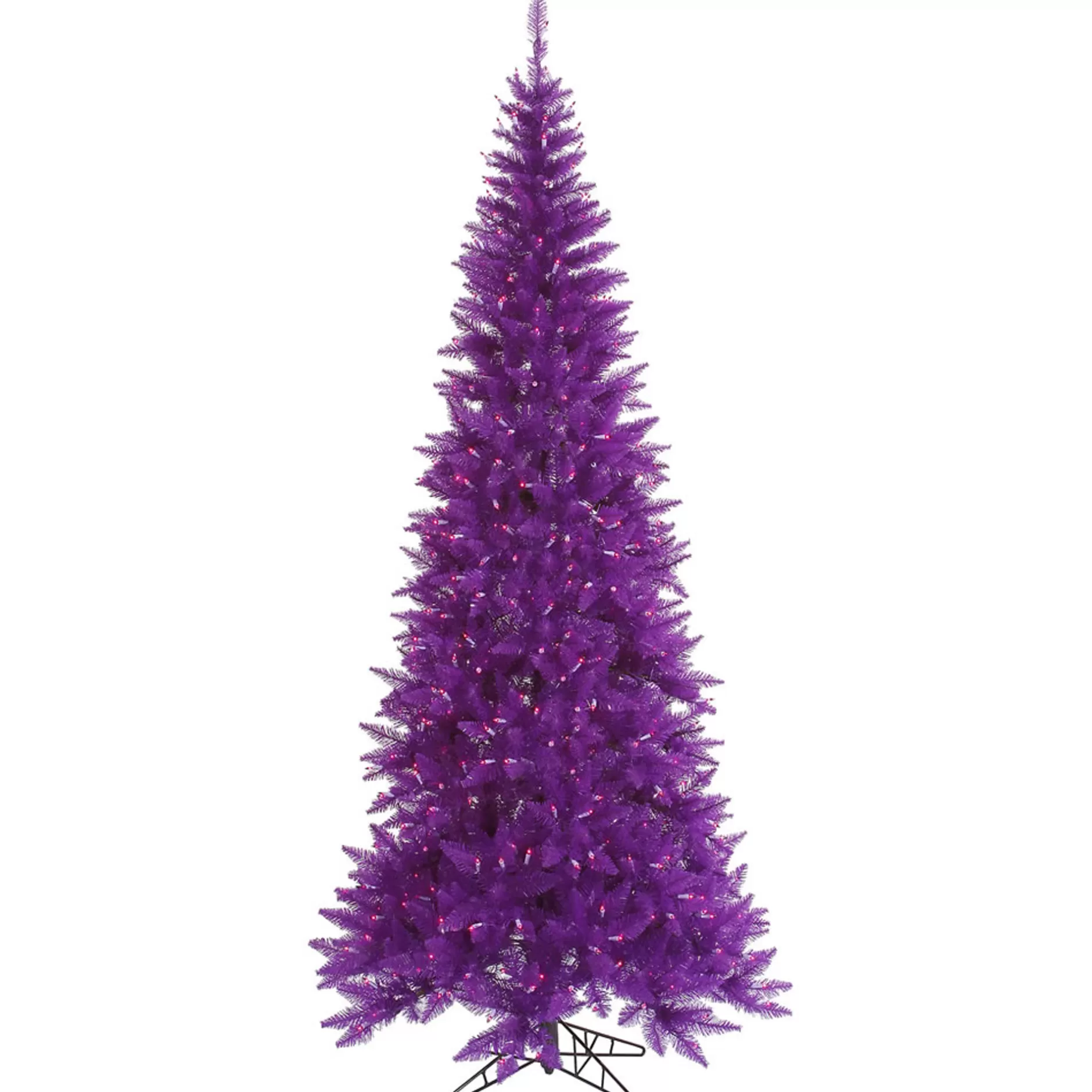 Shop 14' Pre-Lit Slim Purple Ashley Spruce Artificial Christmas Tree - Clear And Purple Lights Pre-Lit