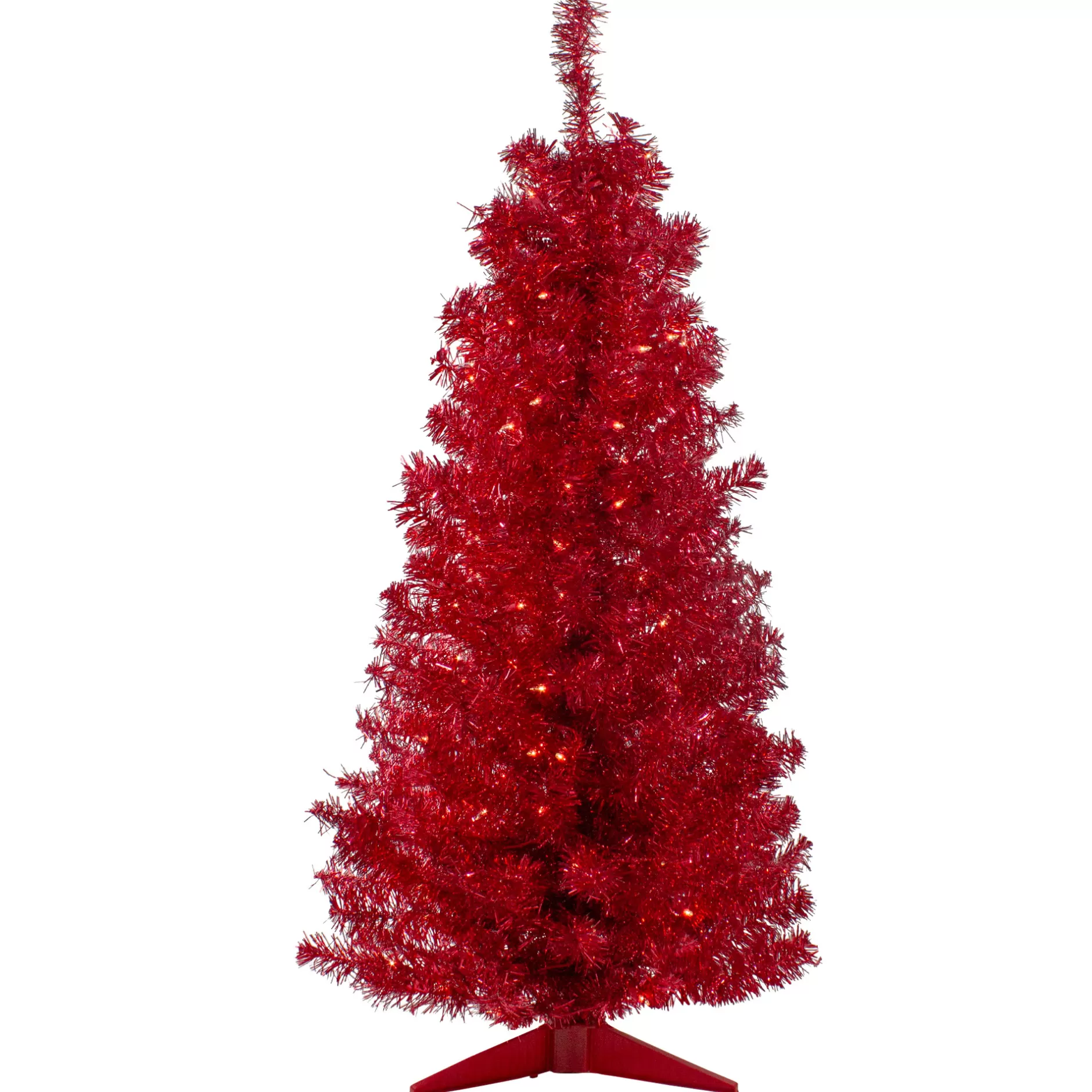 Hot 4' Pre-Lit Slim Red Artificial Christmas Tree - Clear Lights Colorful