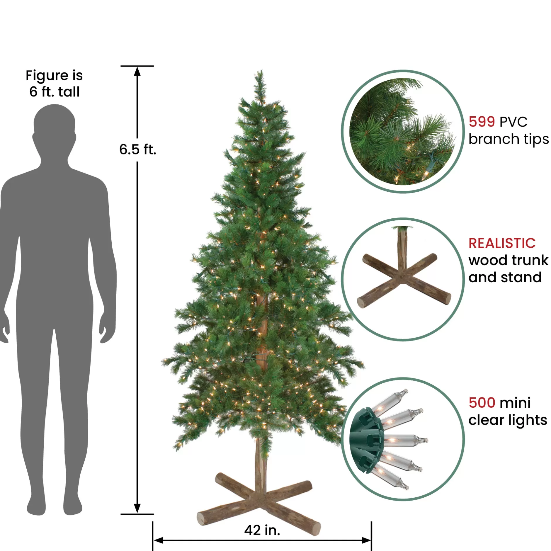 Online 6.5' Pre-Lit Slim Royal Alpine Artificial Christmas Tree - Clear Lights Alpine