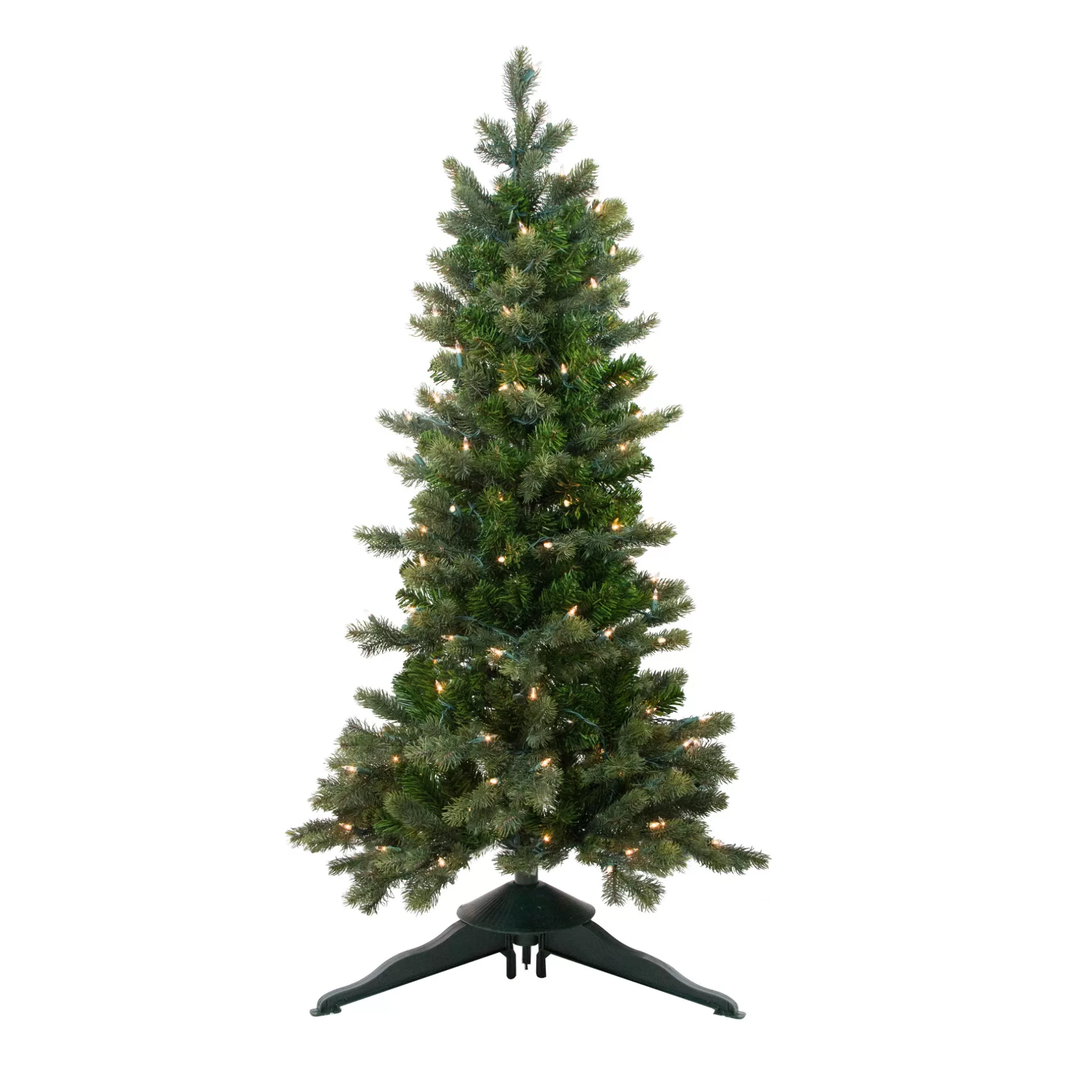 Store 4' Pre-Lit Slim Savannah Spruce Slim Artificial Christmas Tree - Clear Lights Pre-Lit