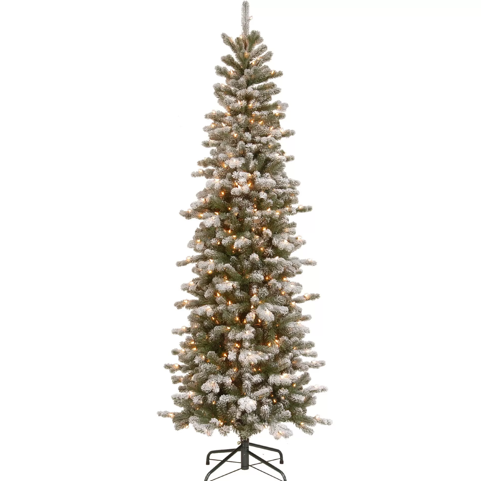 Clearance 7.5' Pre-Lit Slim Snowy Sheffield Spruce Artificial Christmas Tree - Clear Lights Pre-Lit