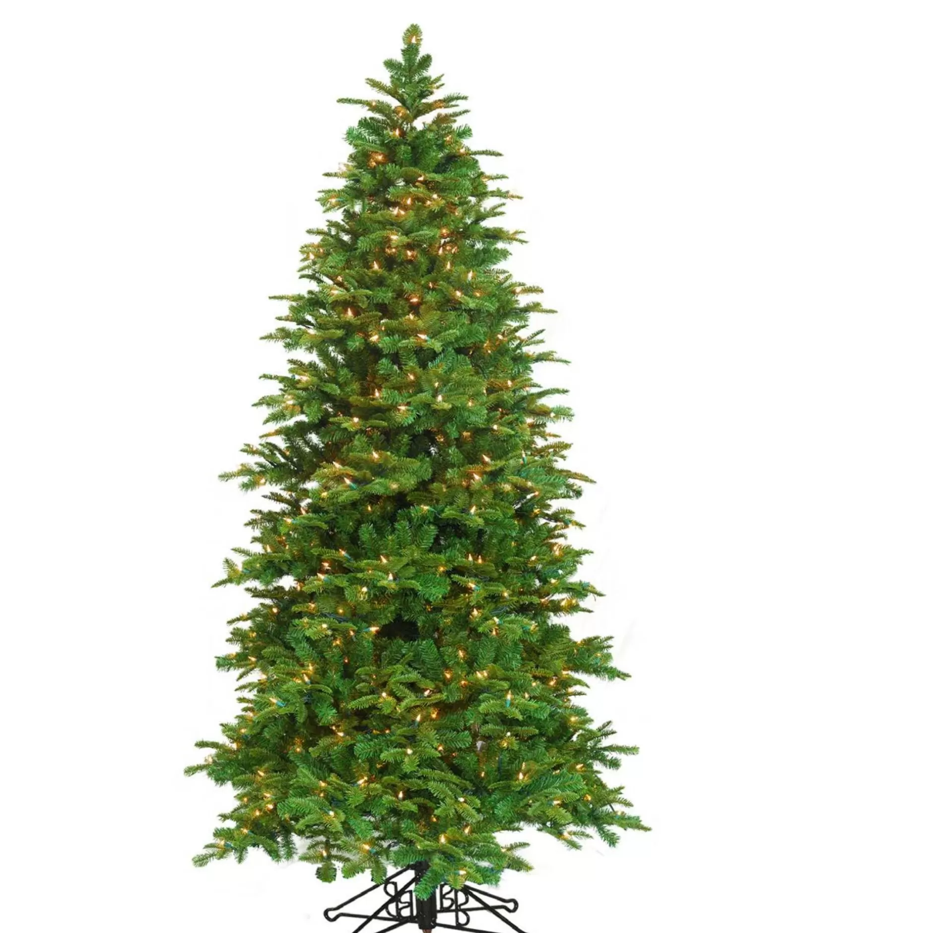 Discount 7.5' Pre-Lit Slim Tiffany Pine Deluxe Artificial Christmas Tree, White Lights Pre-Lit