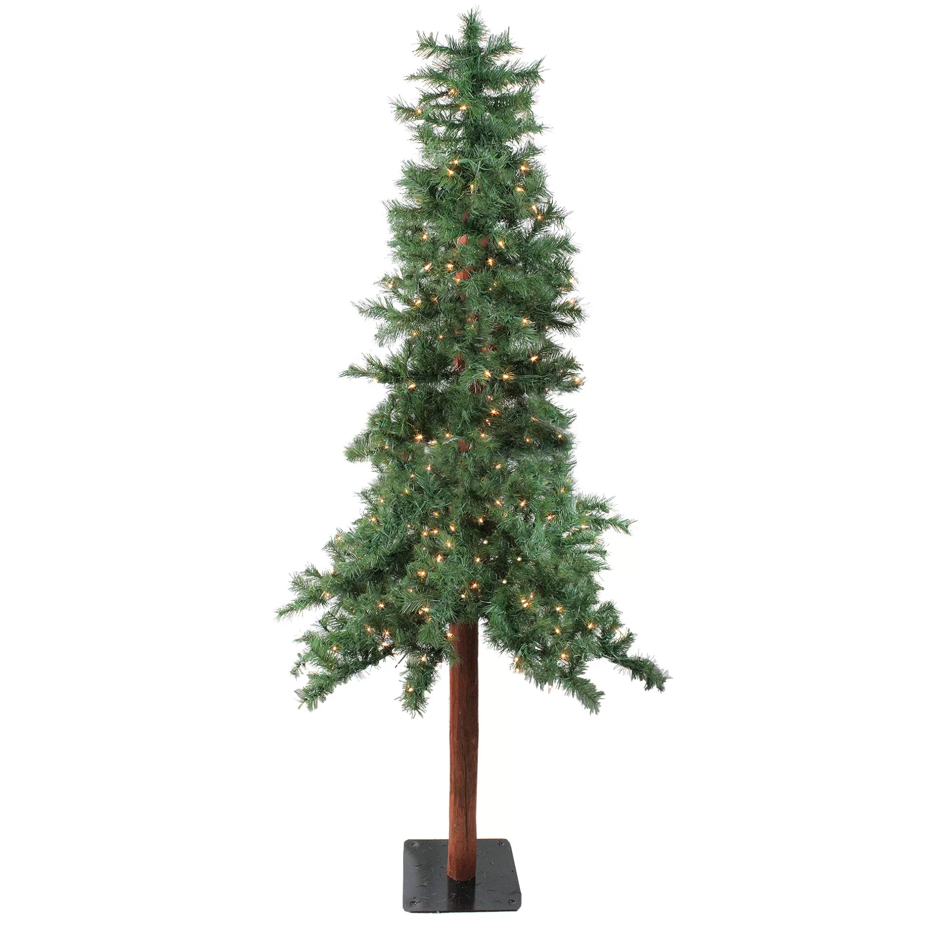 Clearance 8' Pre-Lit Slim Traditional Woodland Alpine Artificial Christmas Tree - Clear Lights Alpine