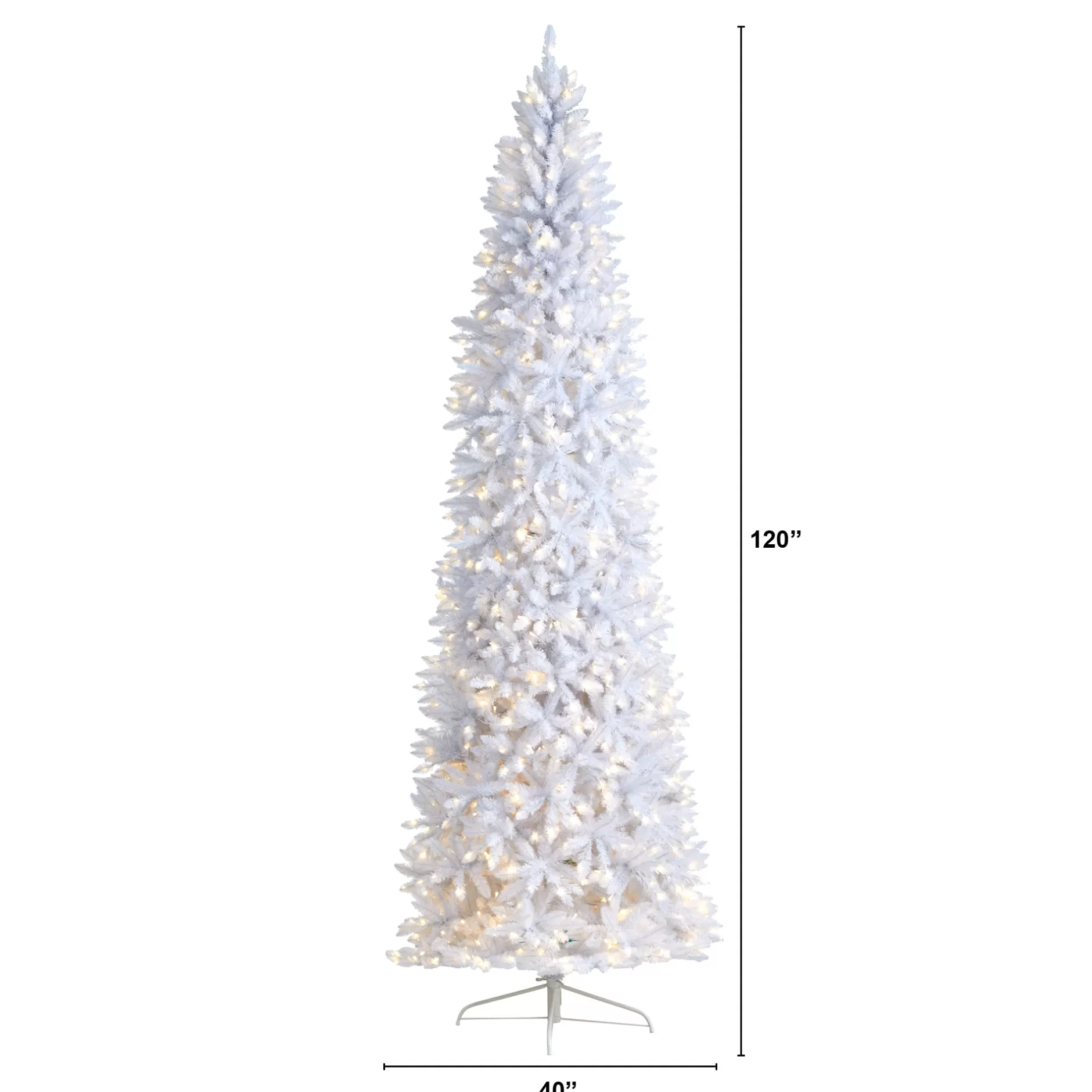 Store 10' Pre-Lit Slim White Artificial Christmas Tree, Clear Led Lights Colorful