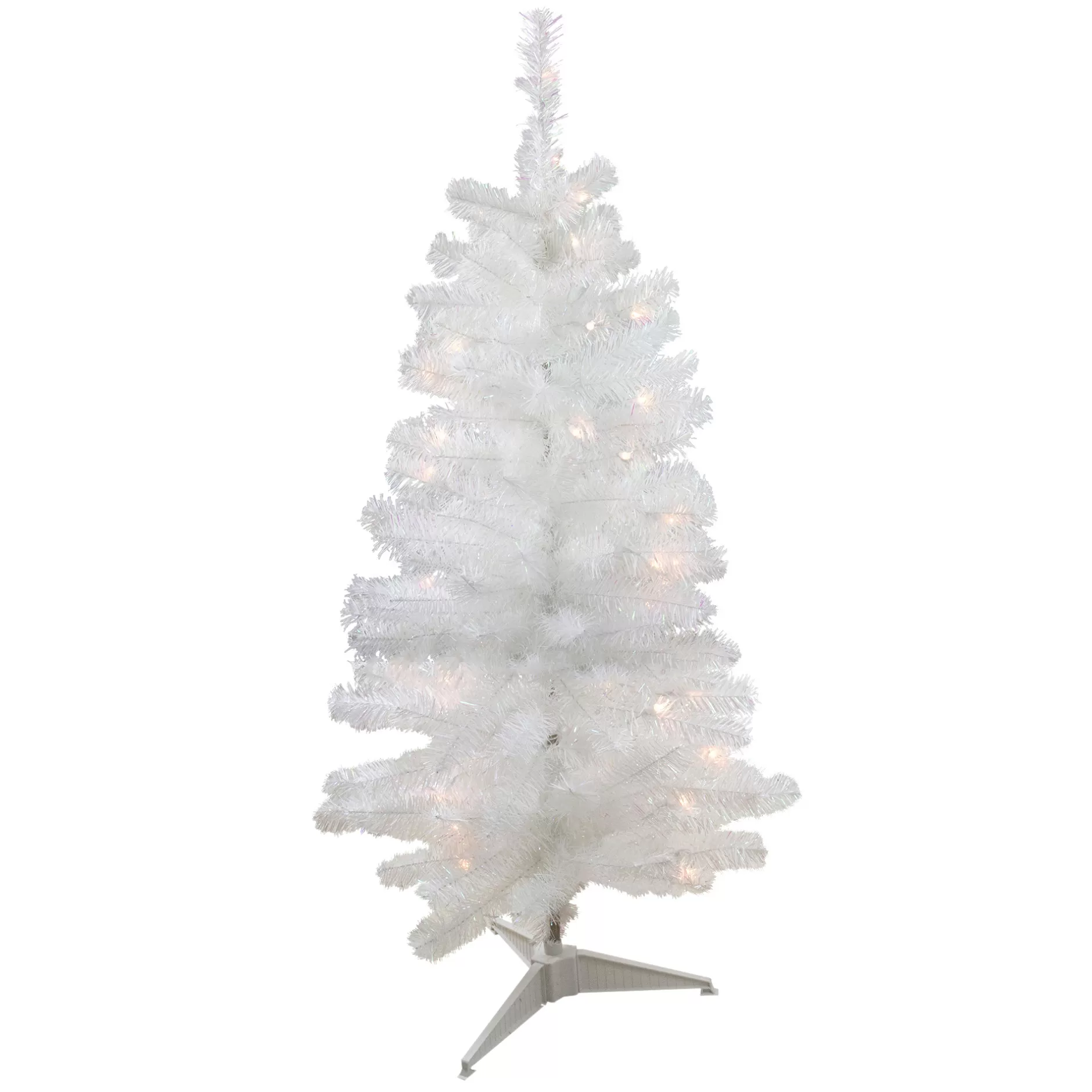 Sale 4' Pre-Lit Slim White Artificial Tinsel Christmas Tree - Clear Lights Colorful