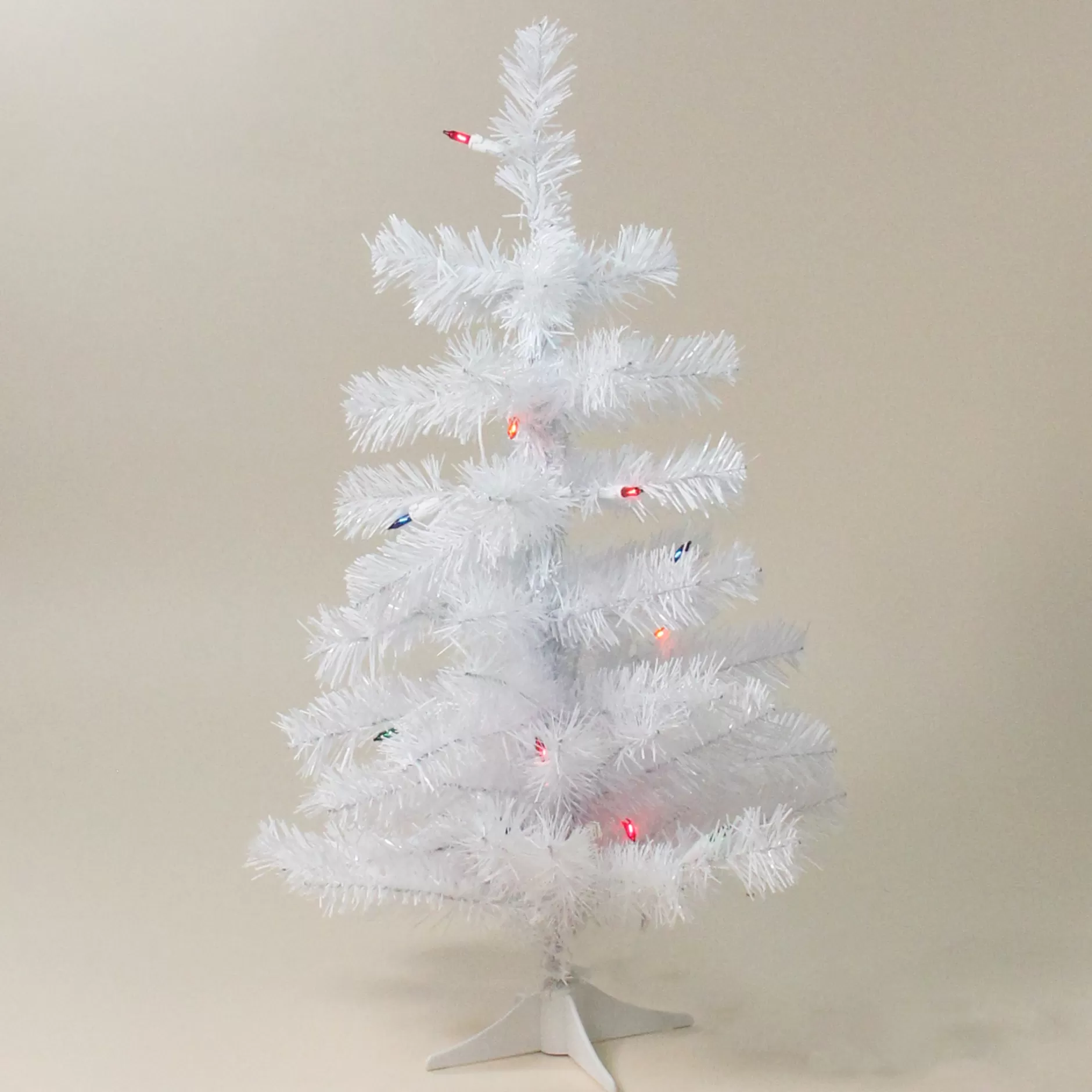 Best Sale 2' Pre-Lit Slim White Tinsel Artificial Christmas Tree - Multi Lights Colorful