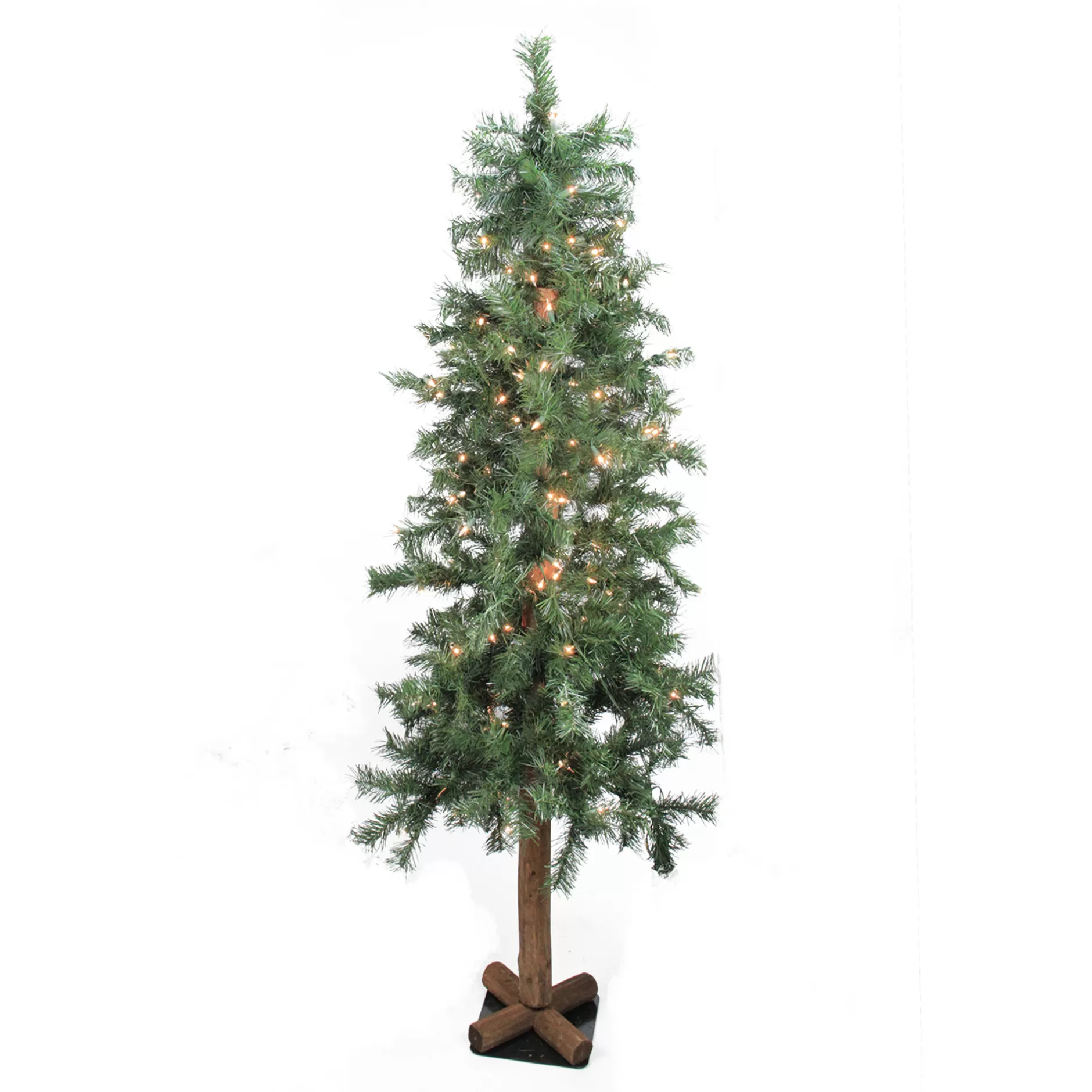 Best 7' Pre-Lit Slim Woodland Alpine Artificial Christmas Tree - Clear Lights Pre-Lit