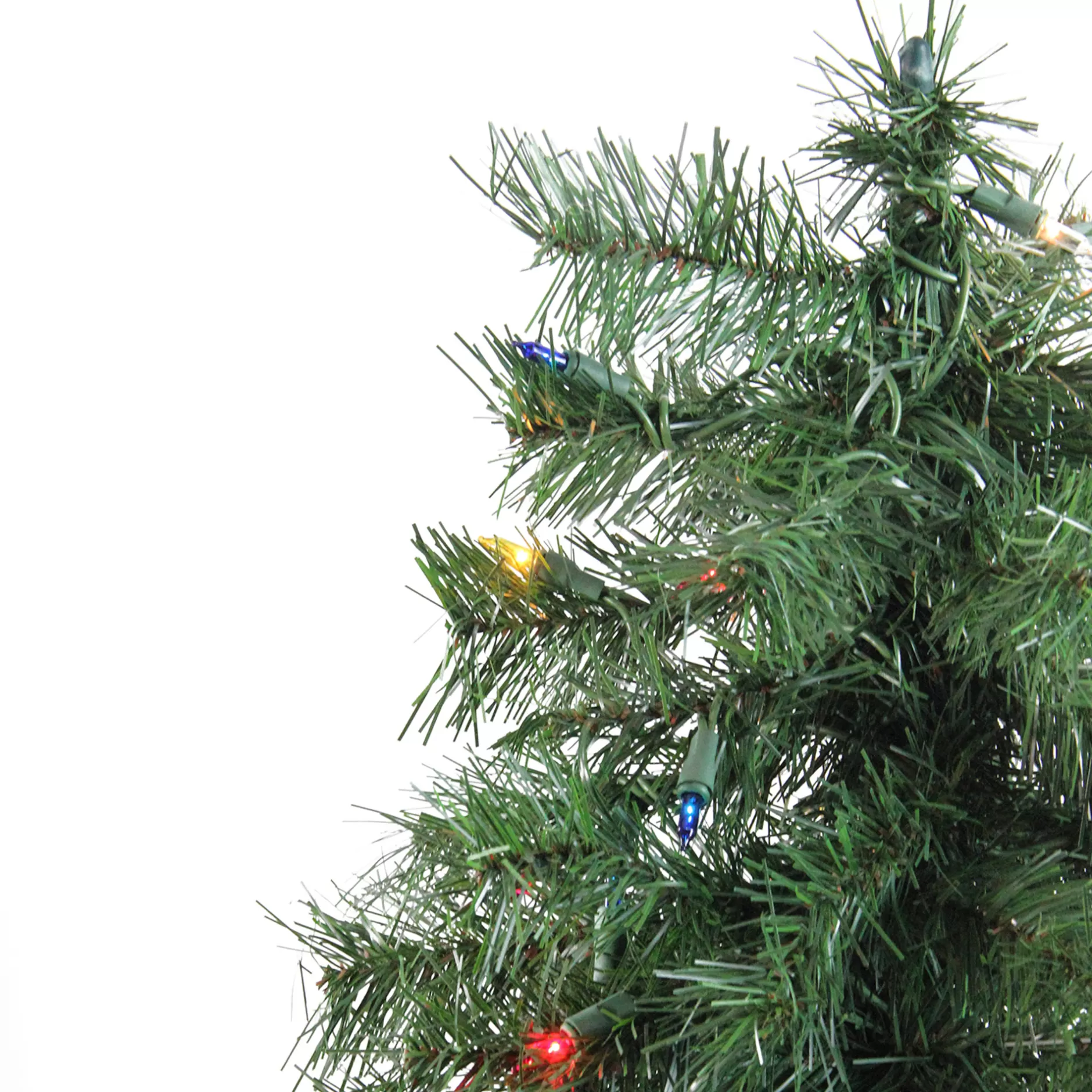Best 3' Pre-Lit Slim Woodland Alpine Artificial Christmas Tree - Multicolor Lights Pre-Lit