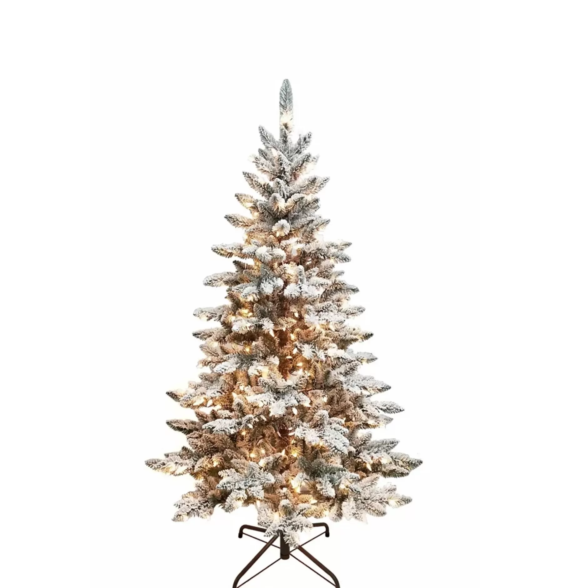 Cheap 5' Pre-Lit Snow Pine Artificial Christmas Tree, Clear Lights Pre-Lit