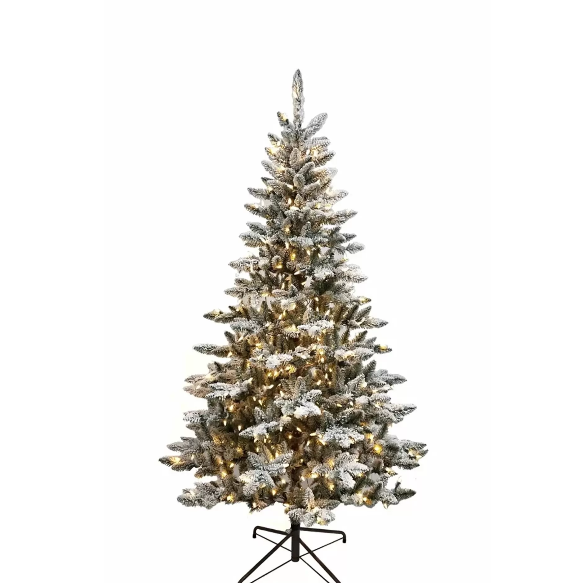 Fashion 6' Pre-Lit Snow Pine Artificial Christmas Tree, Warm White Led Lights Colorful