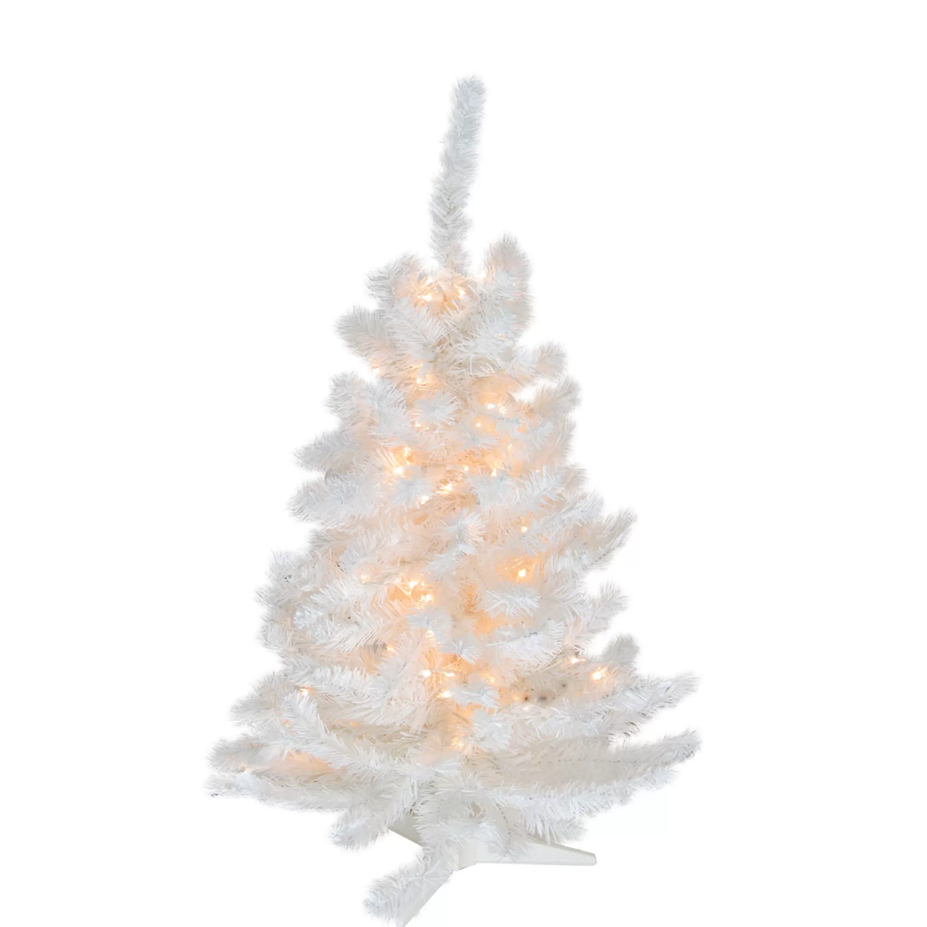 New 3' Pre-Lit Snow White Artificial Christmas Tree - Clear Lights - 26184121 Colorful