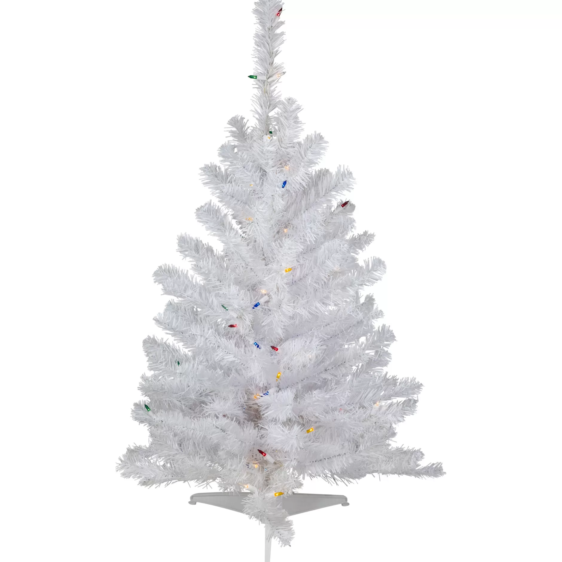 Store 3' Pre-Lit Snow White Artificial Christmas Tree, Multi Lights Colorful