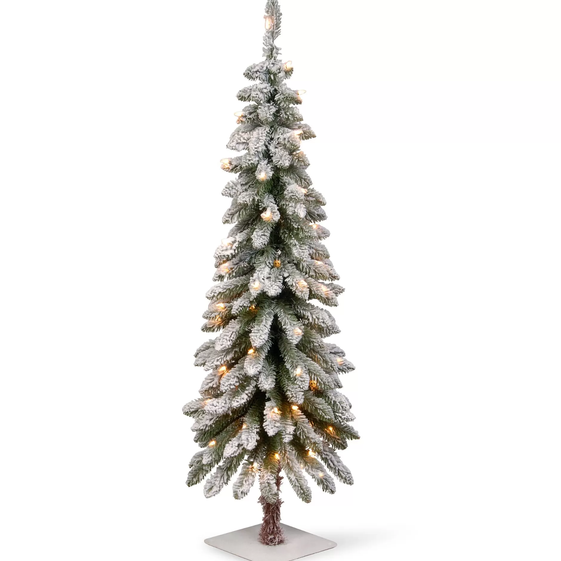 Cheap 4' Pre-Lit Snowy Downswept Artificial Christmas Forestree – Clear White Incandescent Lights - 34246879 Pre-Lit