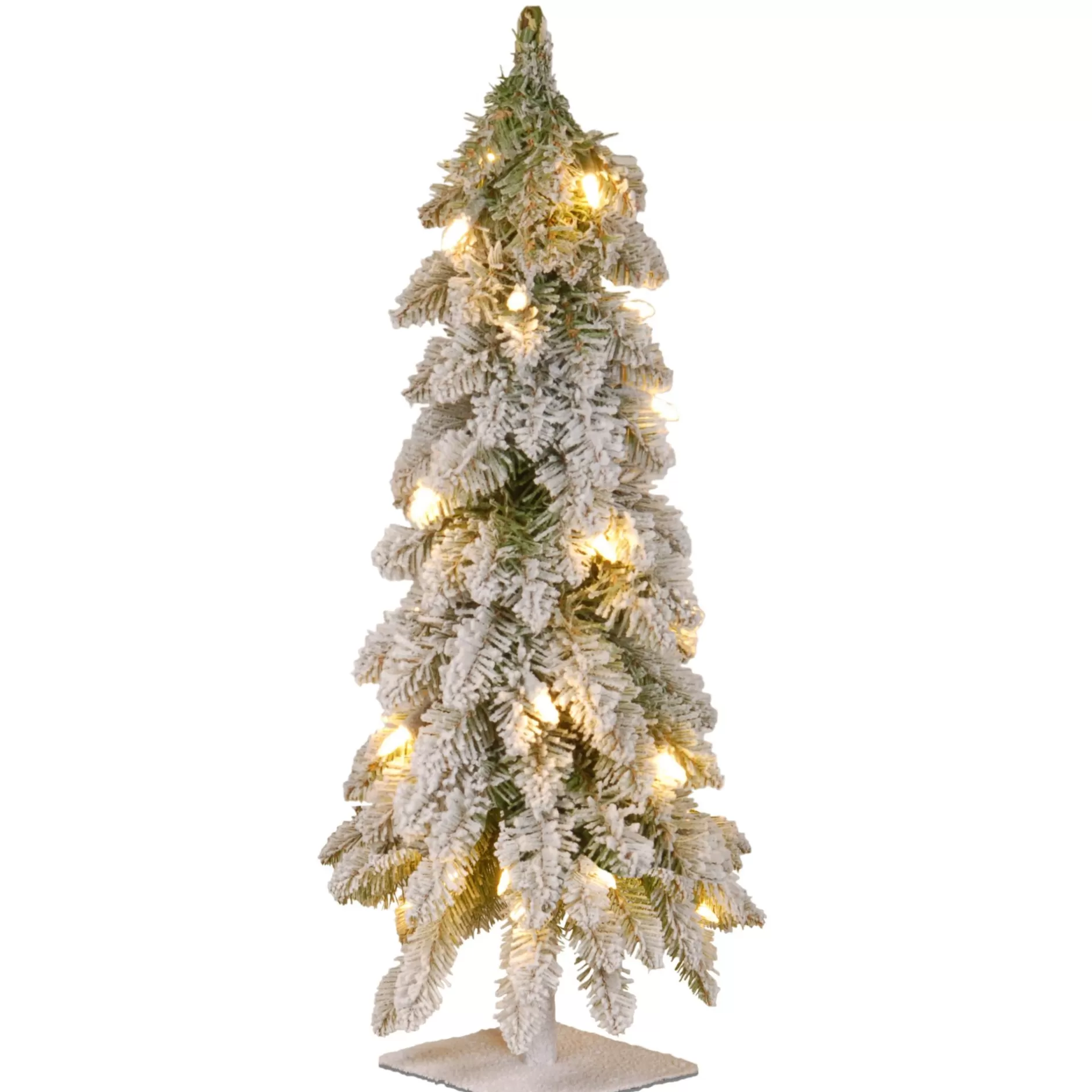 Cheap 2' Pre-Lit Snowy Downswept Artificial Christmas Tree, Clear Lights Flocked