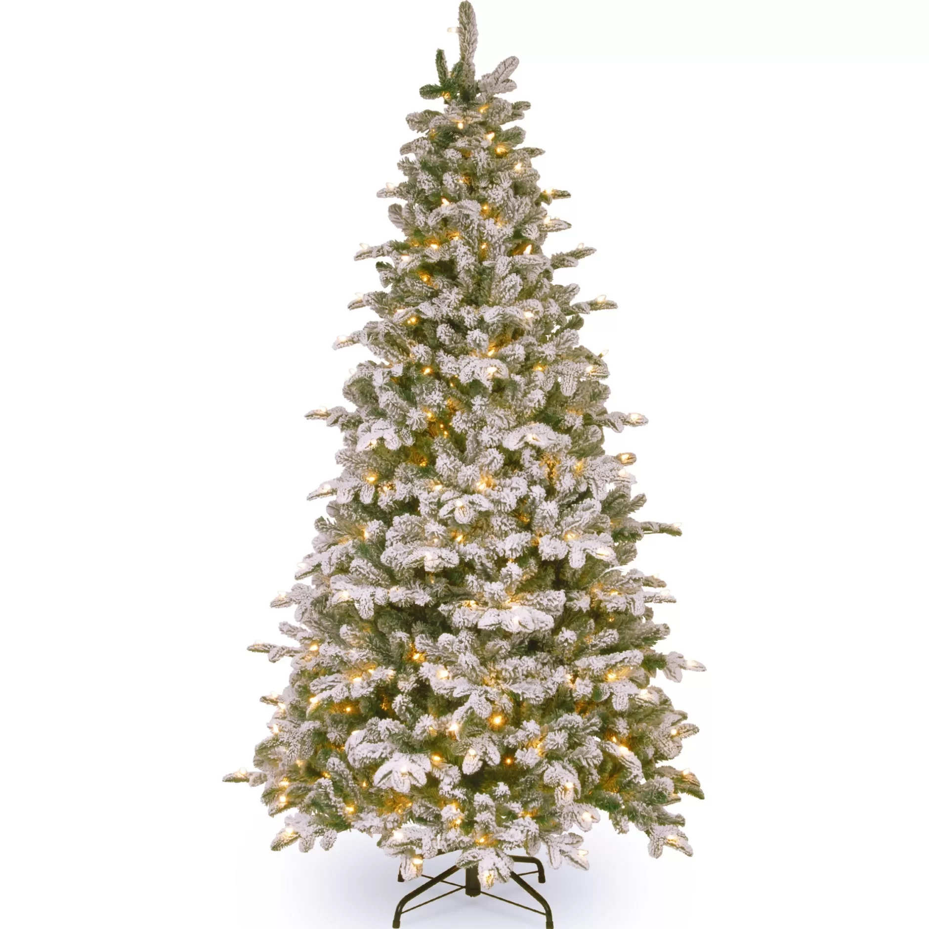 Outlet 6.5' Pre-Lit Snowy Everest Fir Artificial Christmas Tree, Clear Lights Flocked